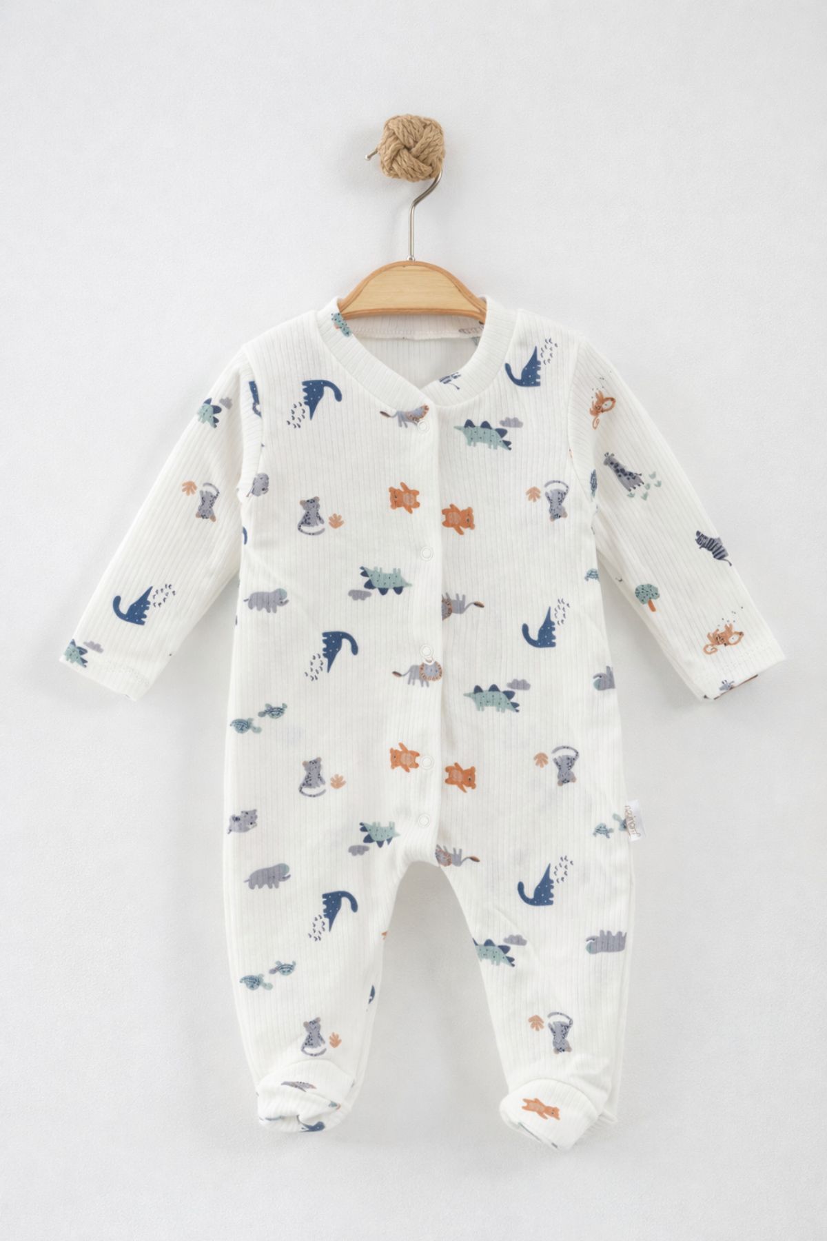 Бебешки гащеризон за момче с дълъг ръкав, цвят екрю