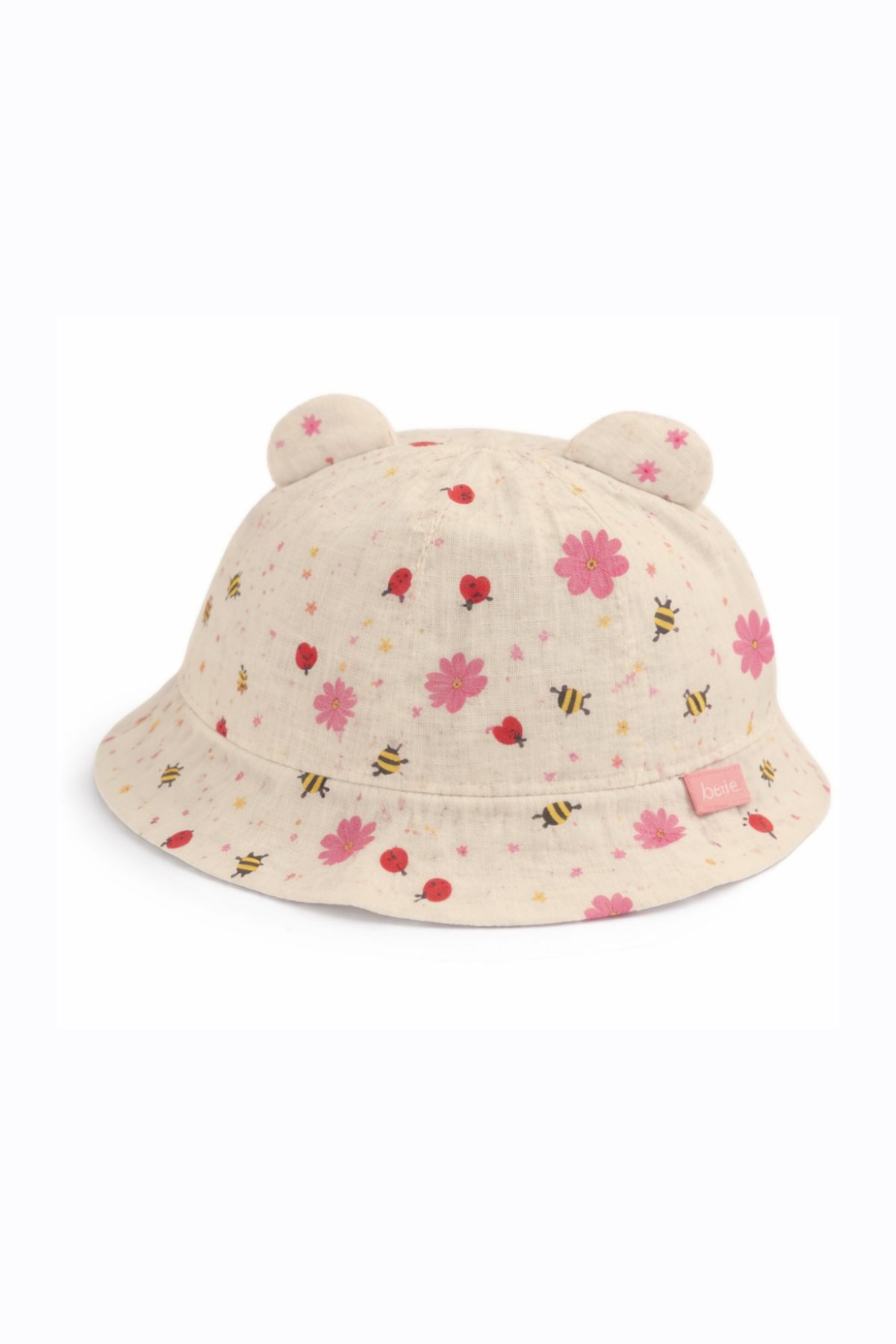 Детска шапка за момиче, цвят екрю