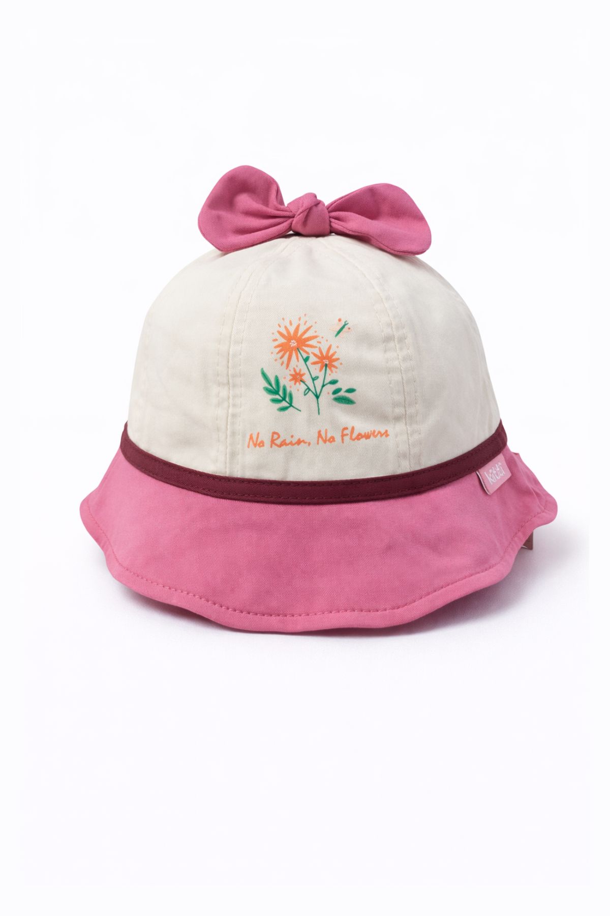 Детска шапка за момиче, цвят екрю