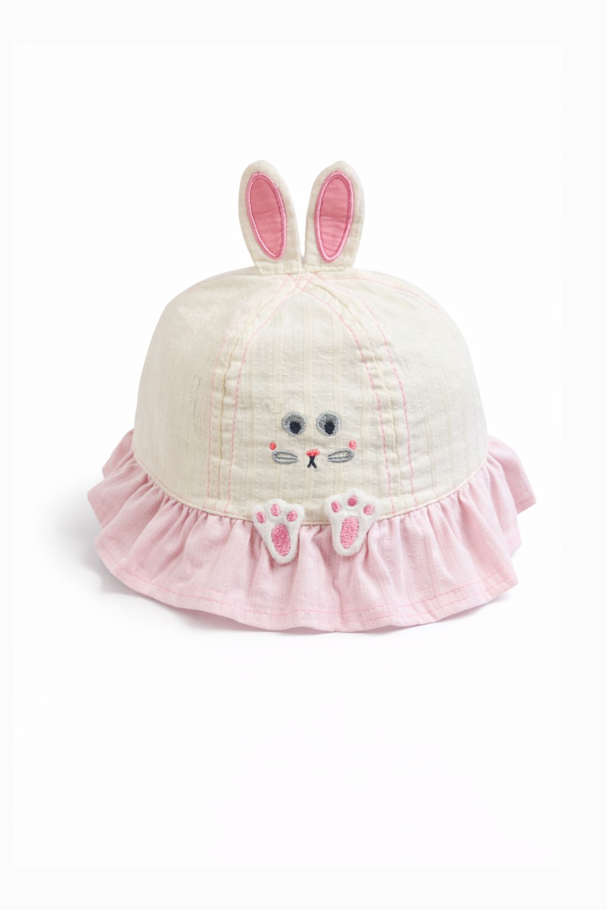 Бебешка шапка за момиче, цвят екрю