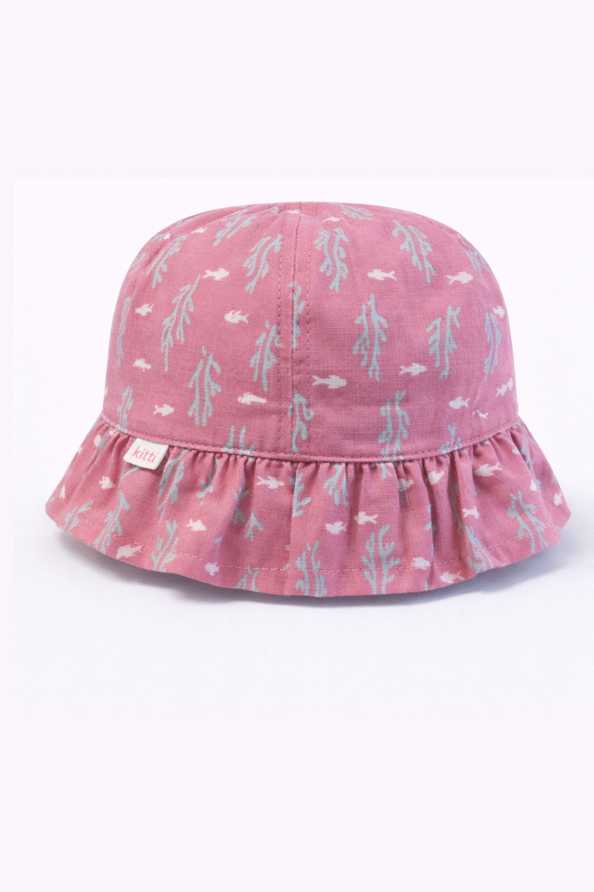 Детска шапка за момиче, тъмно розов цвят