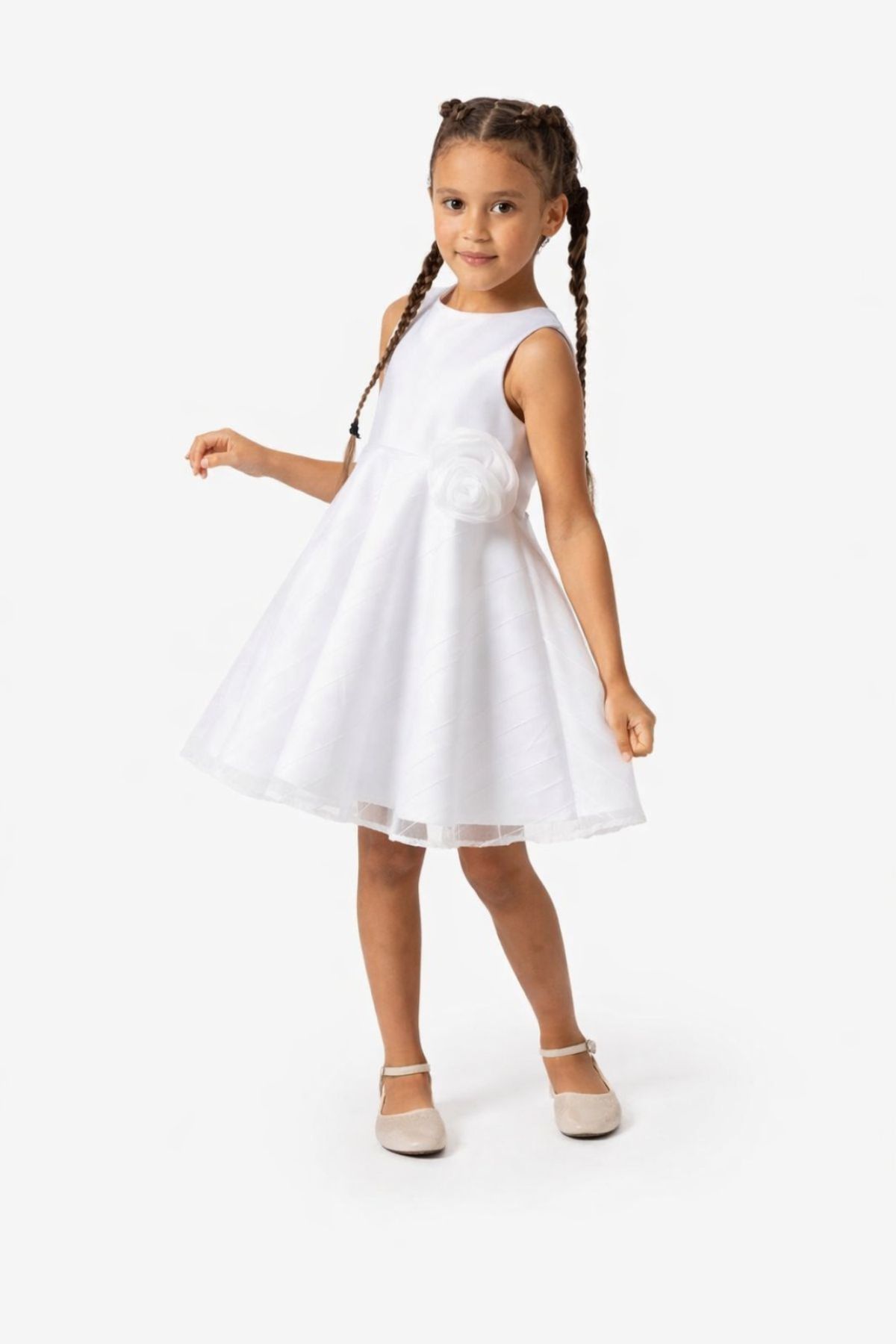 Детска официална рокля, бял цвят