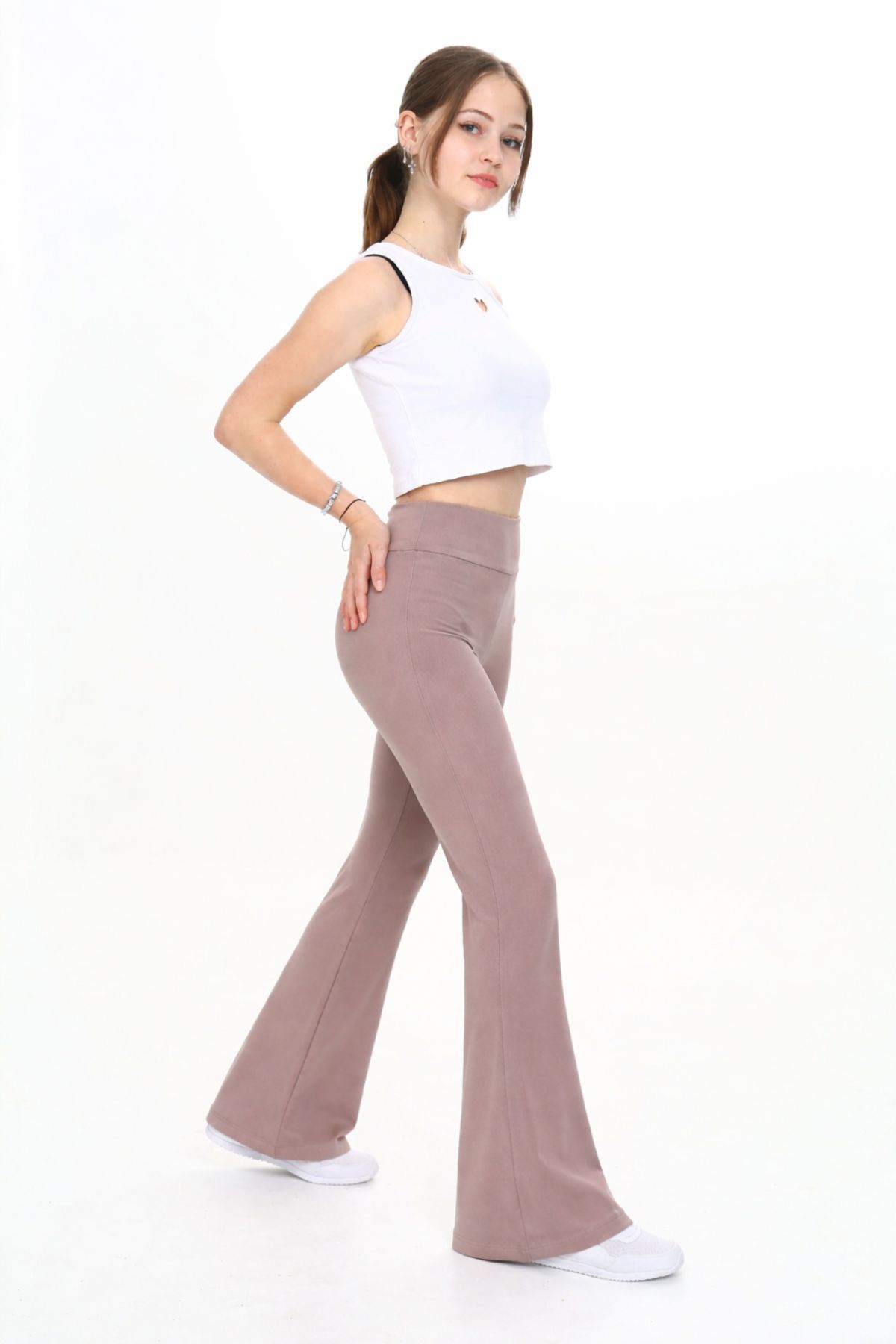 Детски спортен панталон за момиче, кафяв цвят