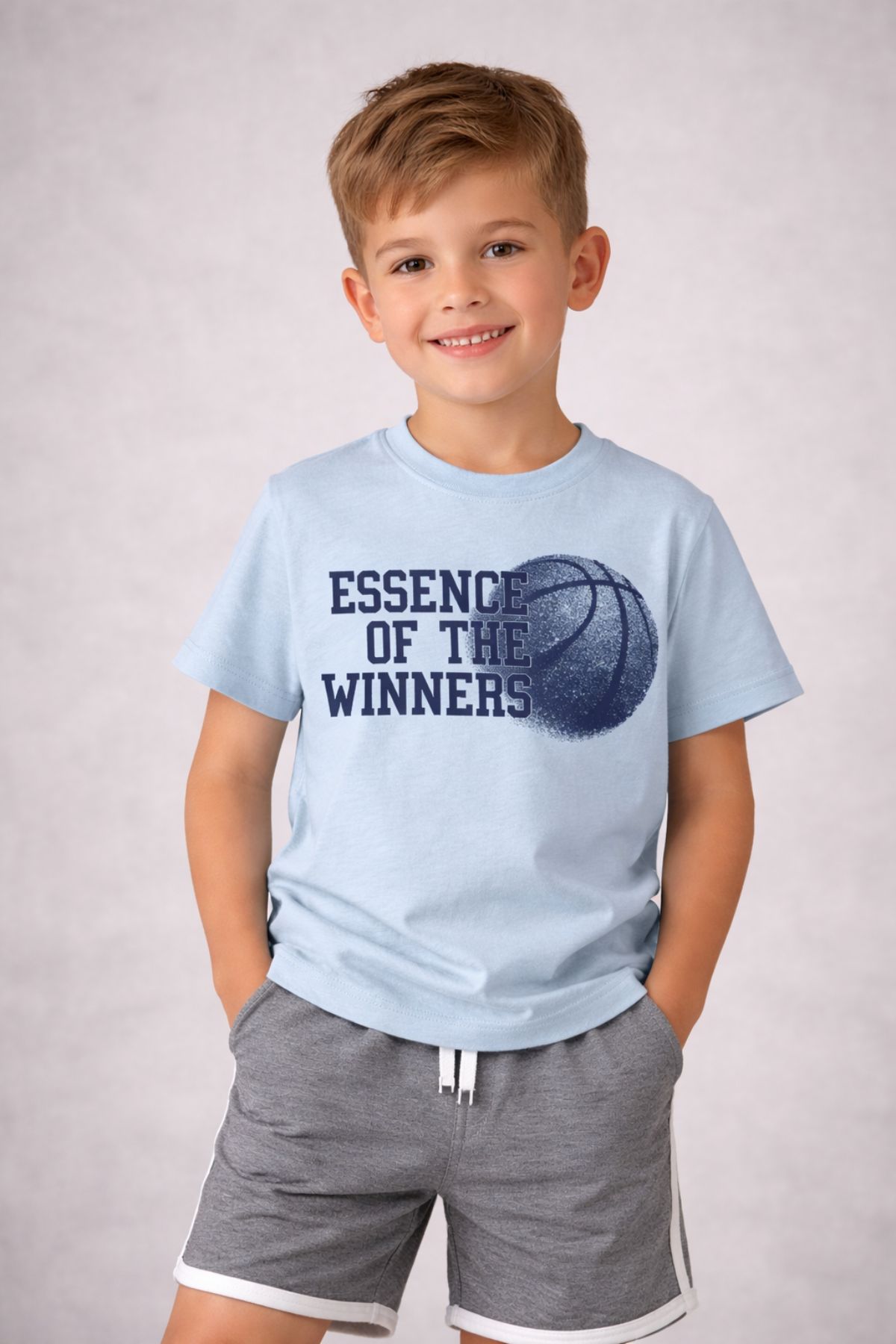 Детска тениска за момче, син цвят