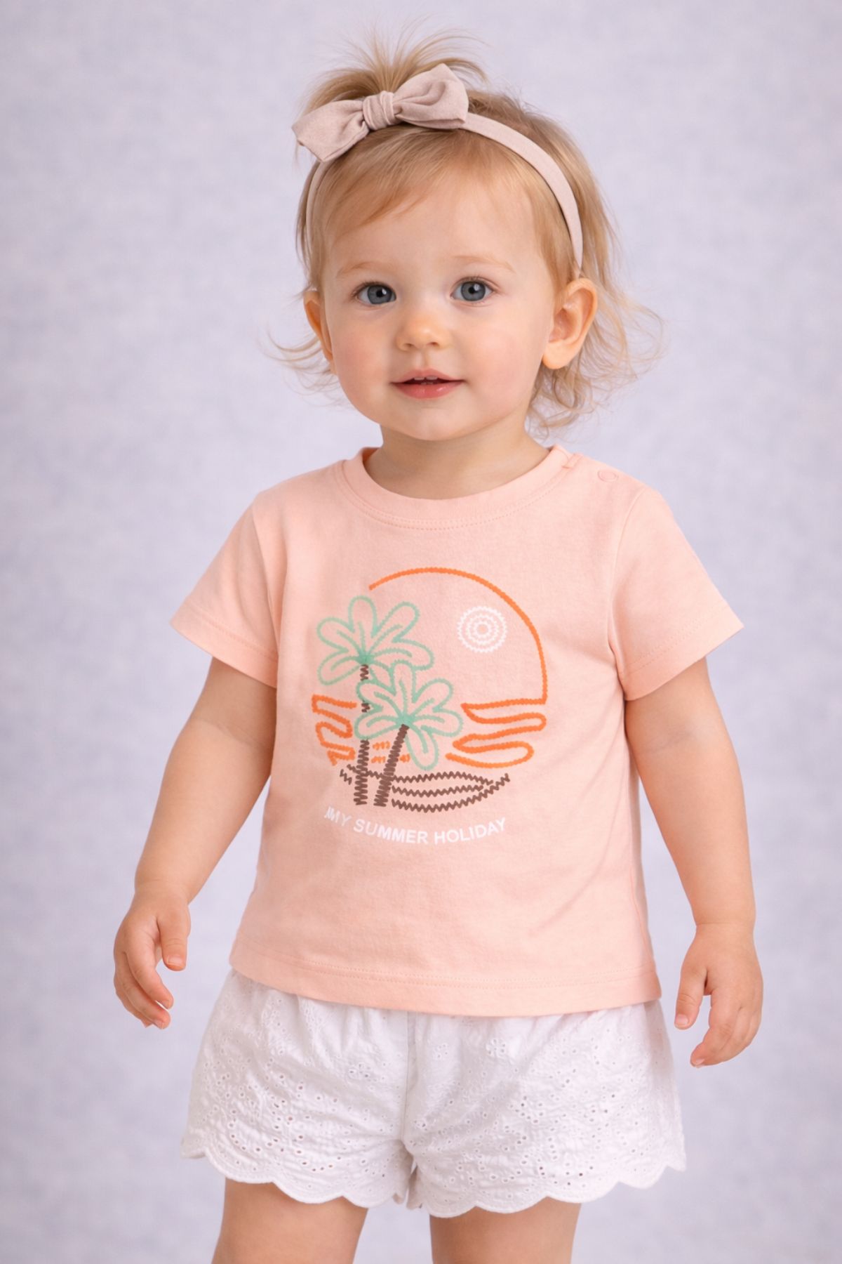 Бебешка тениска за момиче, розов цвят