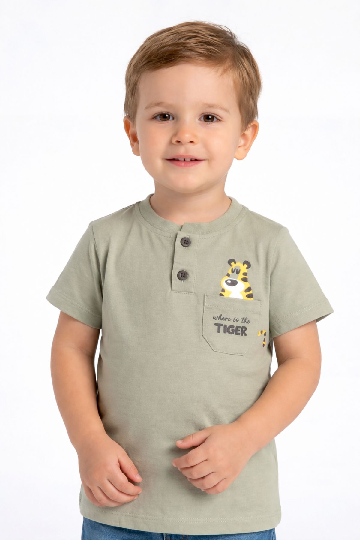 Детска тениска за момче, зелен цвят