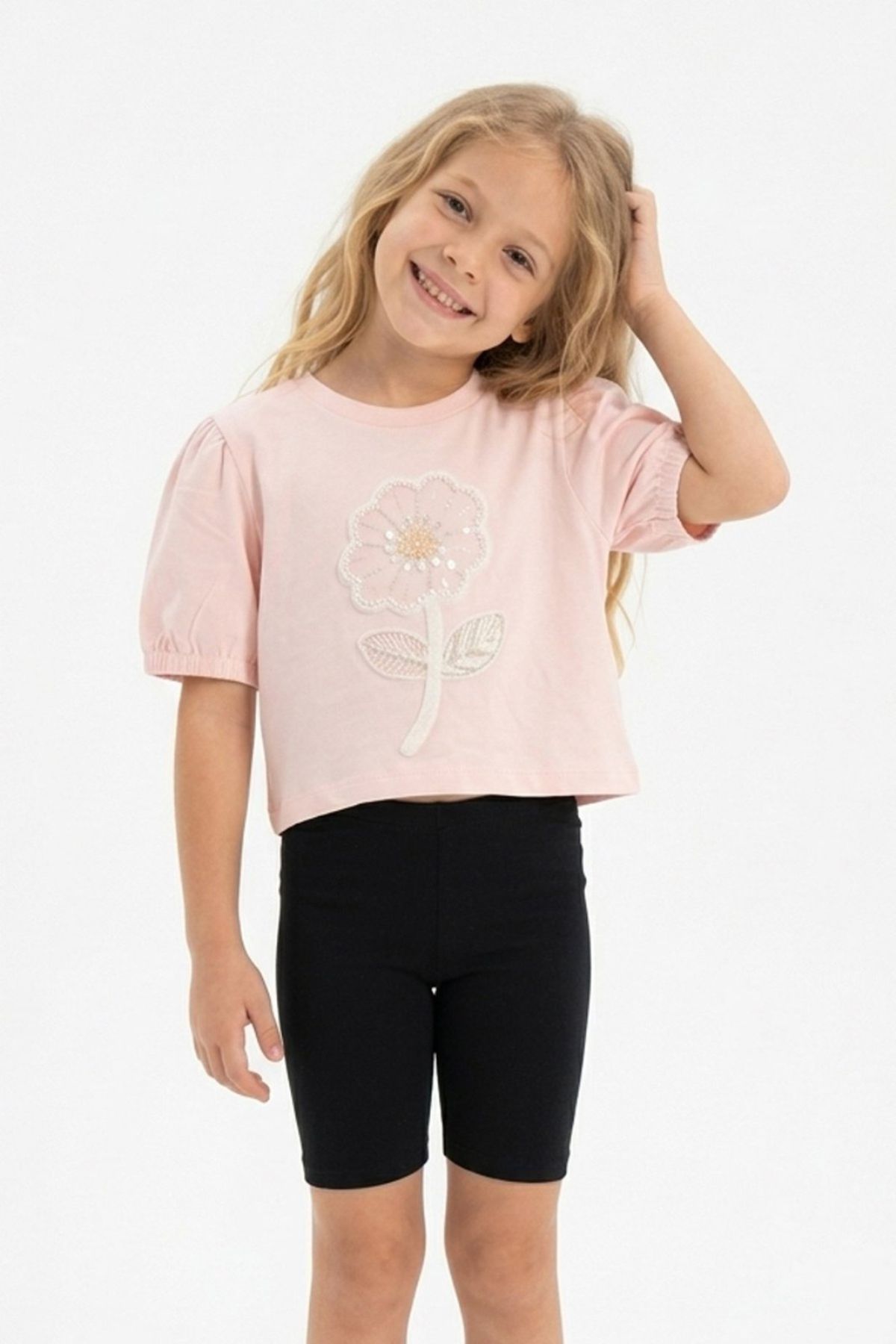 Детска тениска за момиче, розов цвят