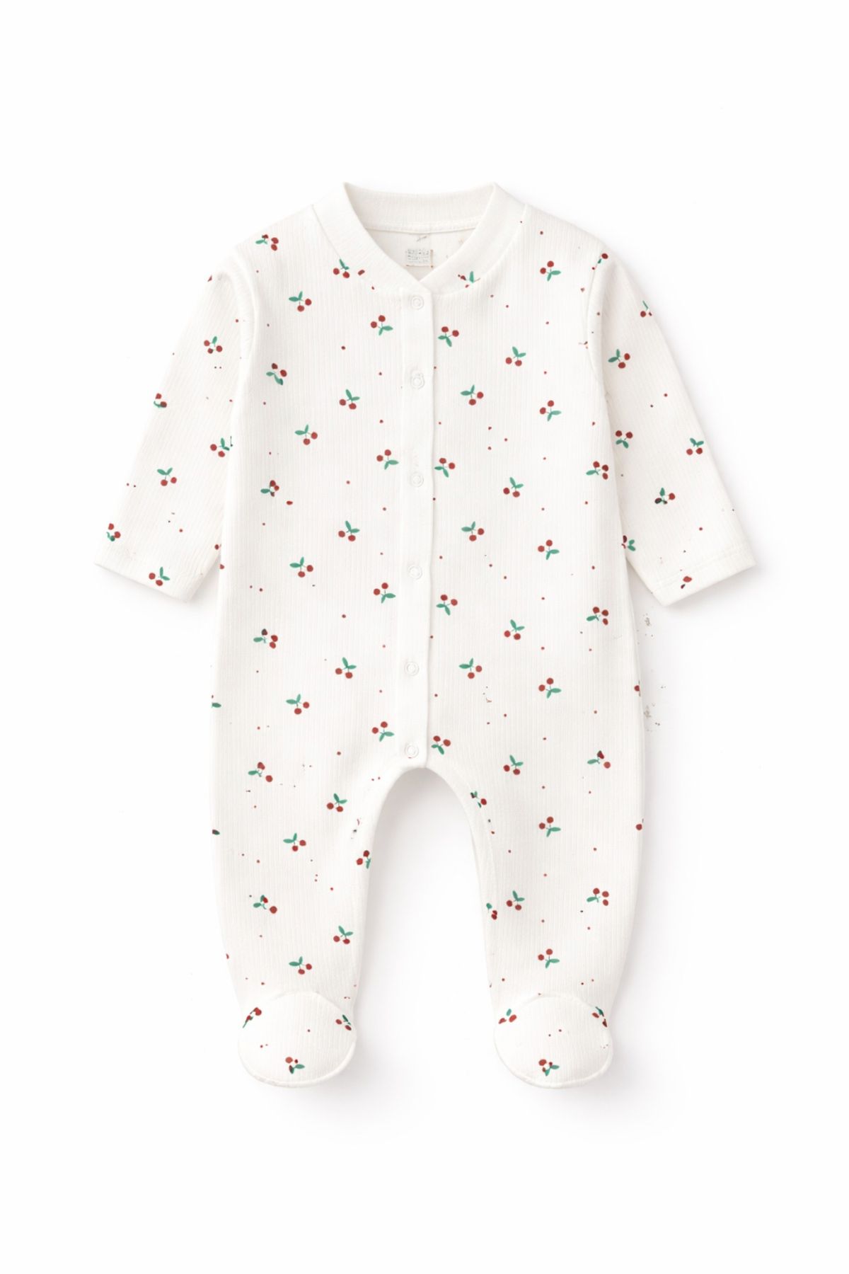 Бебешки гащеризон с дълъг ръкав за момиче, цвят екрю