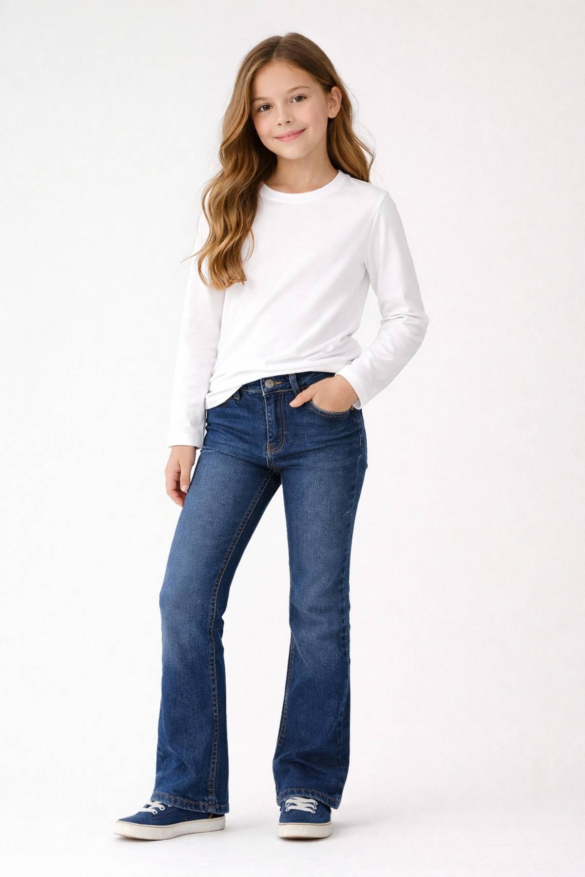 Детски дънки за момиче, син цвят