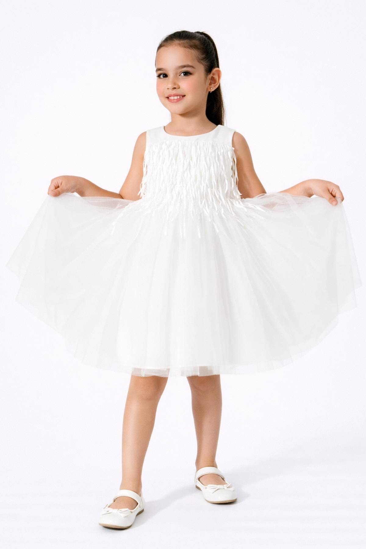 Детска официална рокля, бял цвят 