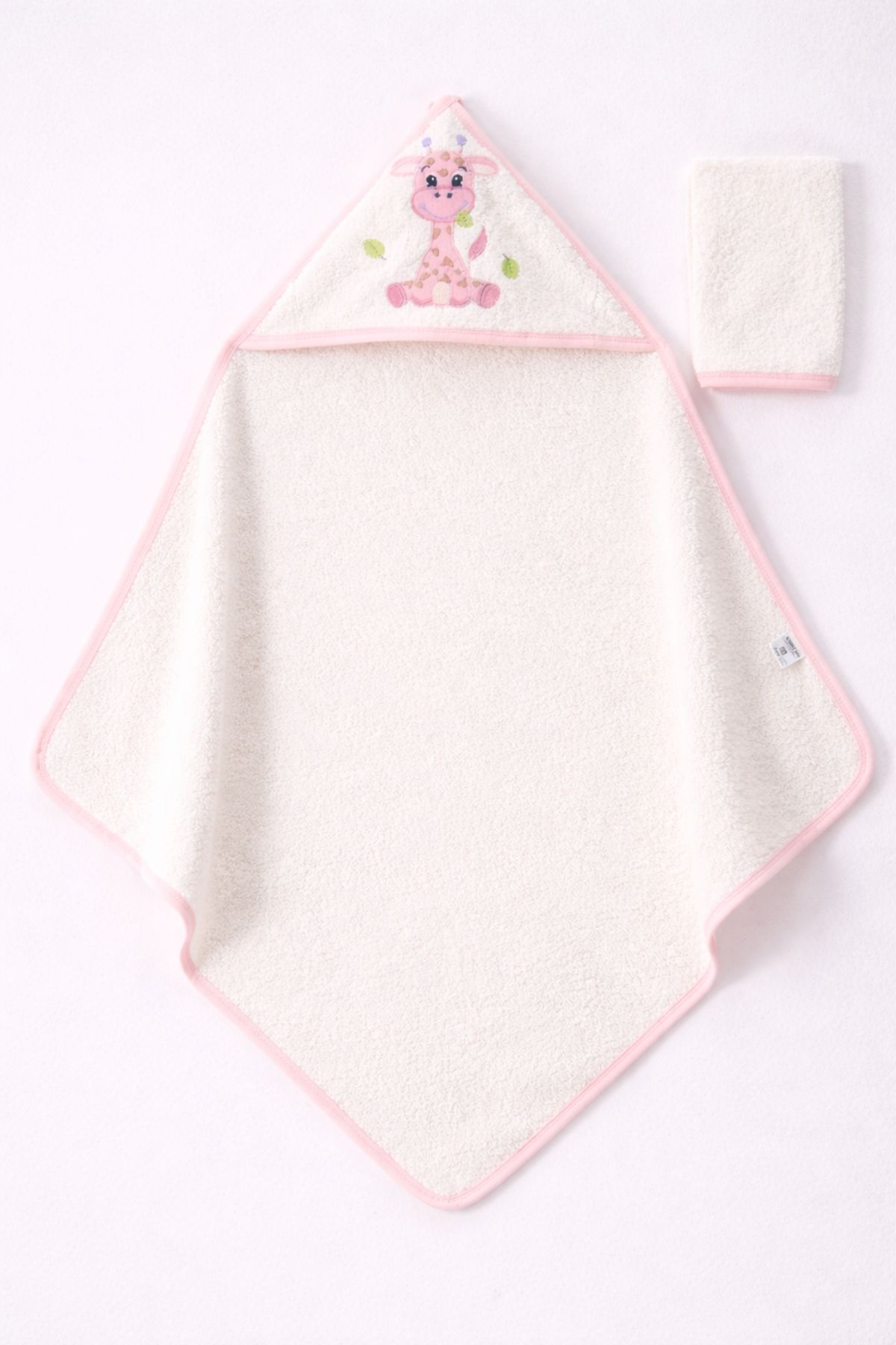 Бебешка хавлия за баня с тривка, розов цвят