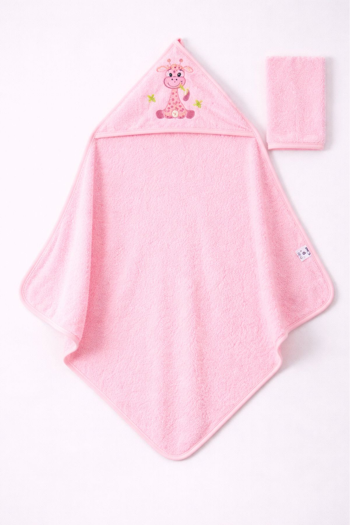 Бебешка хавлия за баня с тривка, розов цвят