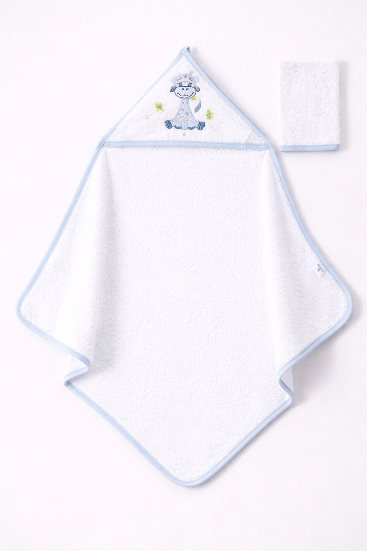 Бебешка хавлия за баня с тривка, син цвят