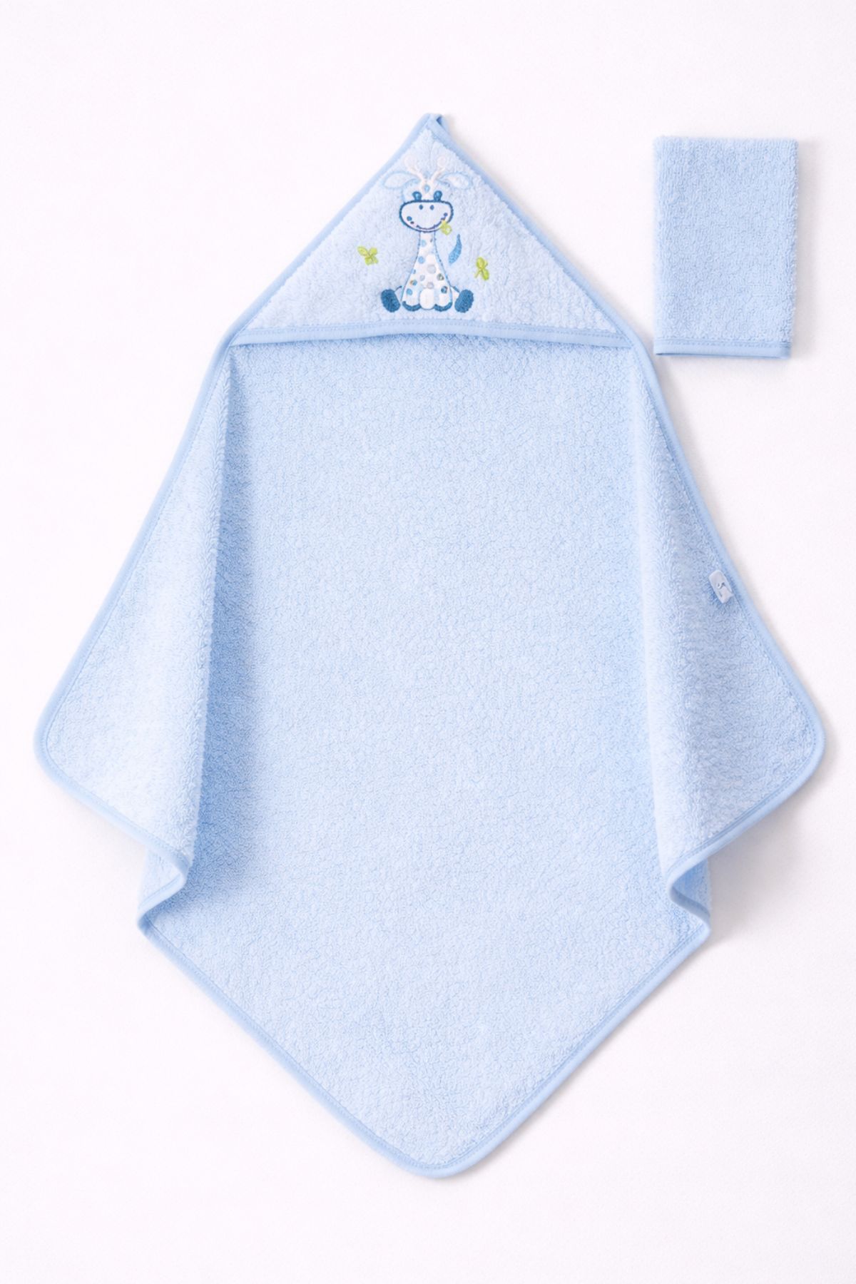 Бебешка хавлия за баня с тривка, син цвят