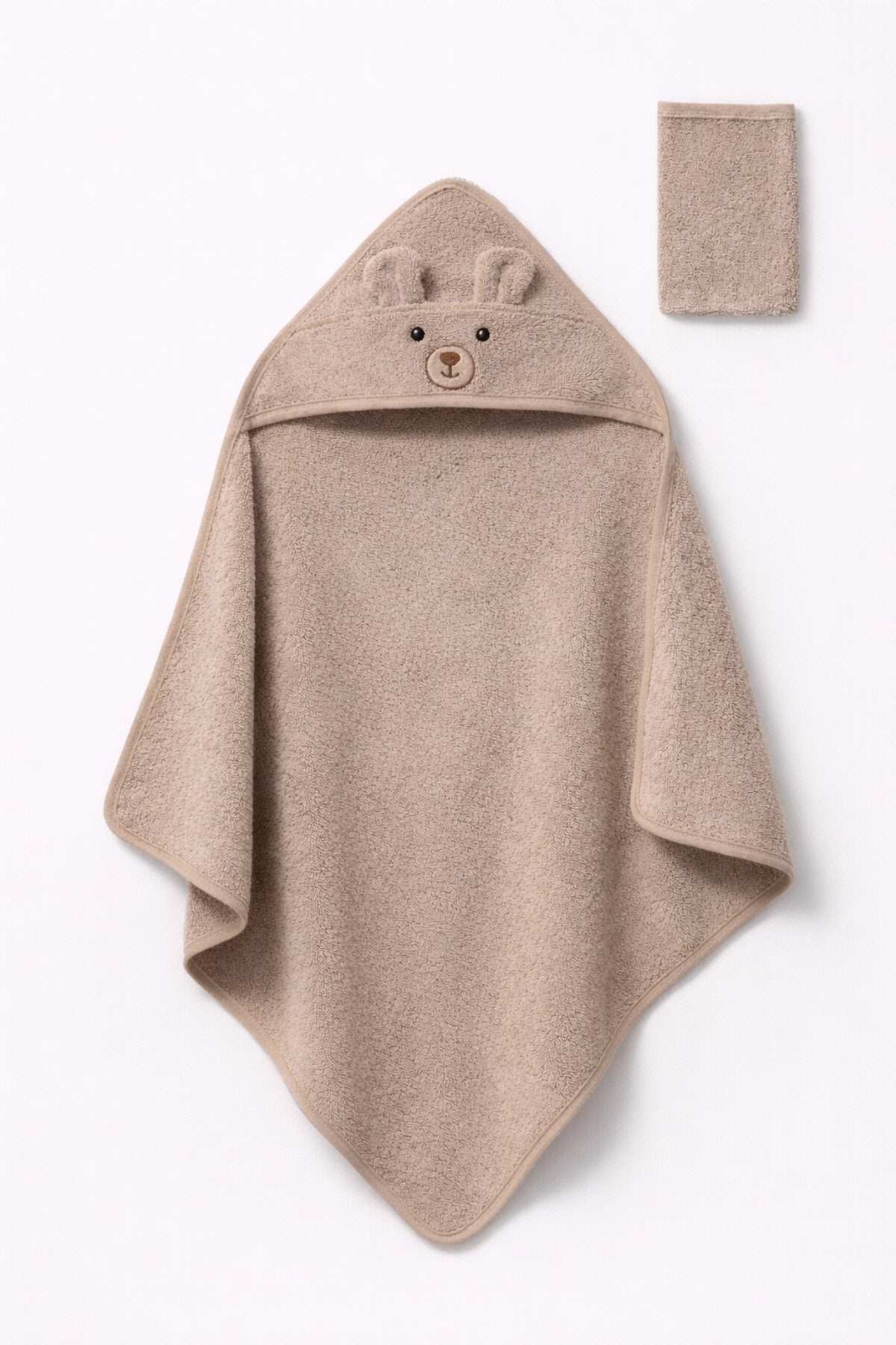Бебешка хавлия за баня с тривка, кафяв цвят