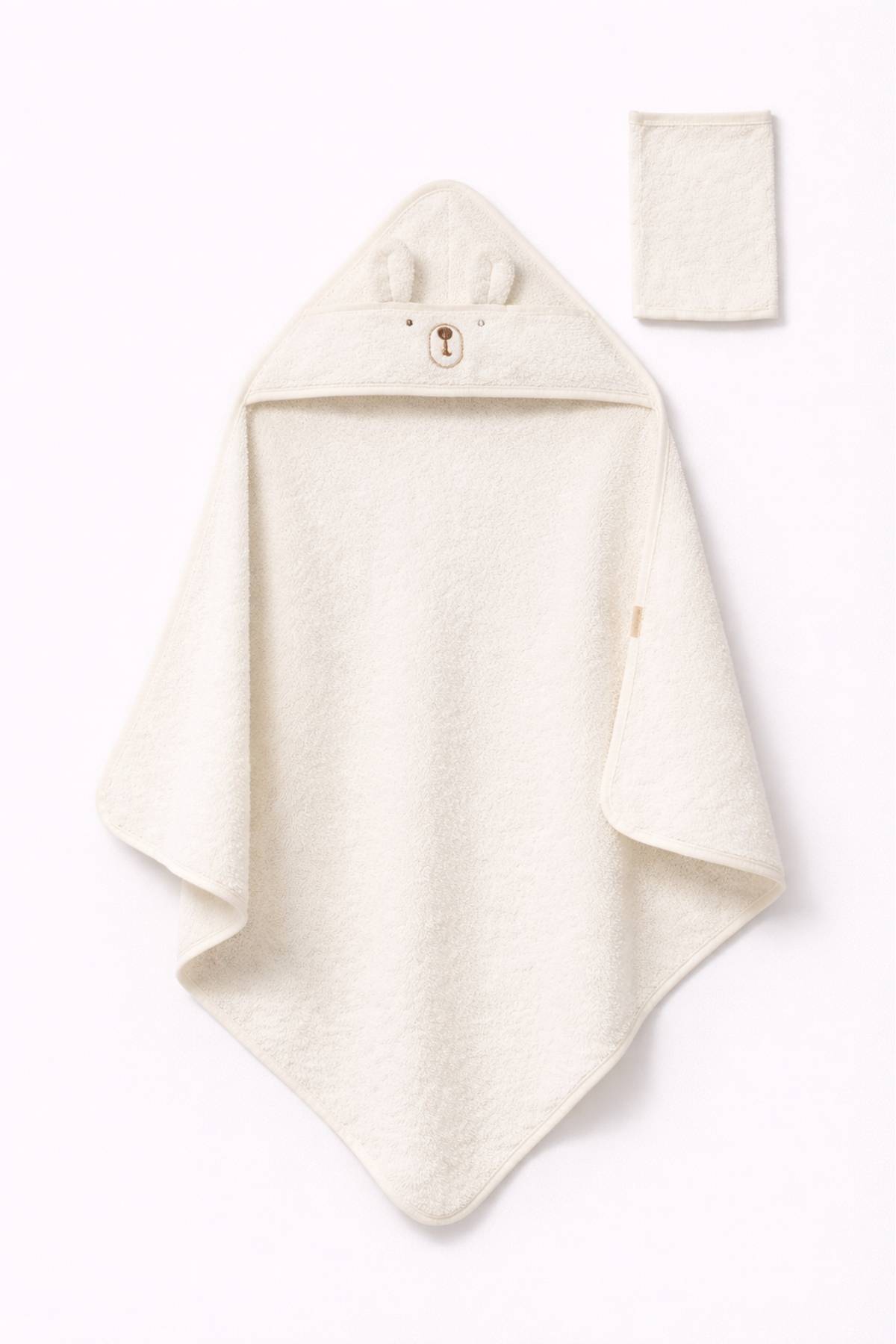 Бебешка хавлия за баня с тривка, цвят екрю