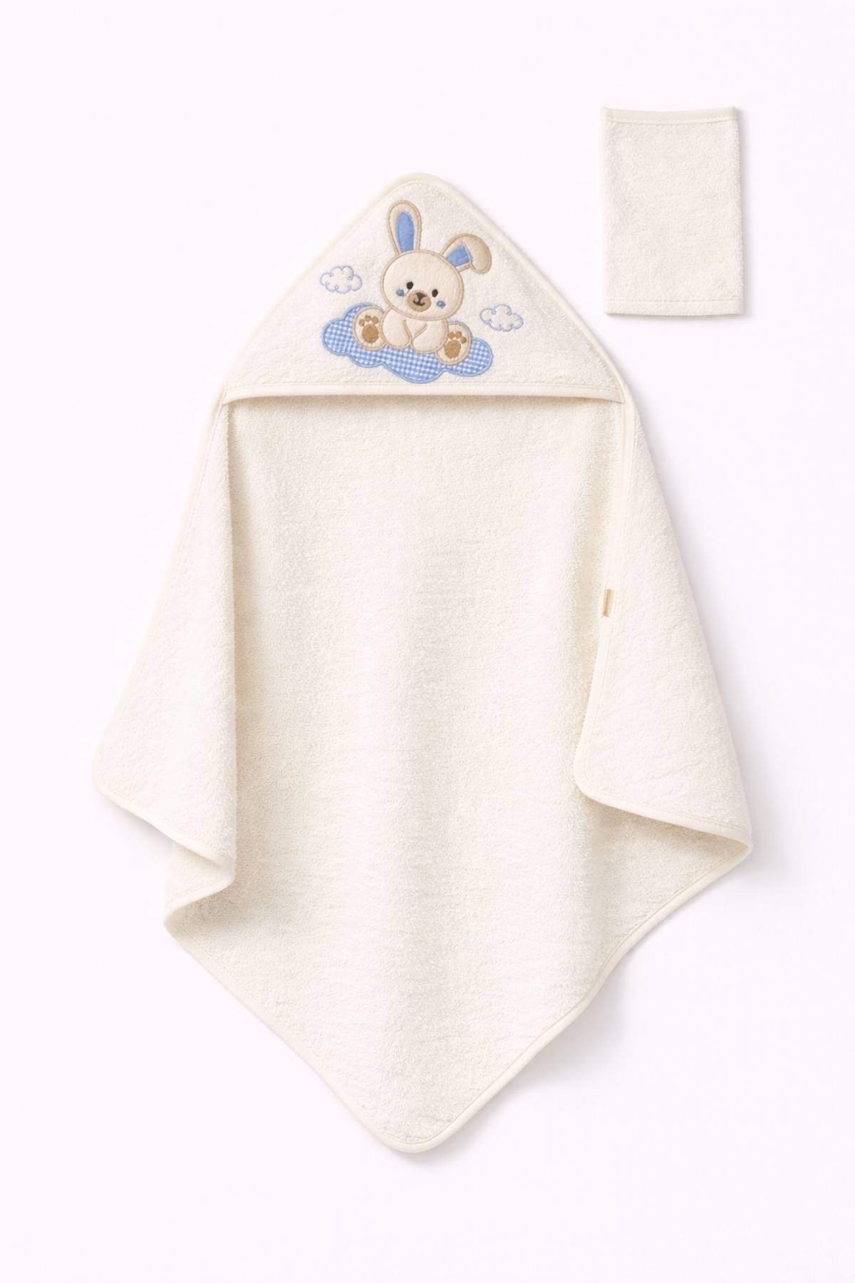 Бебешка хавлия за баня с тривка, син цвят