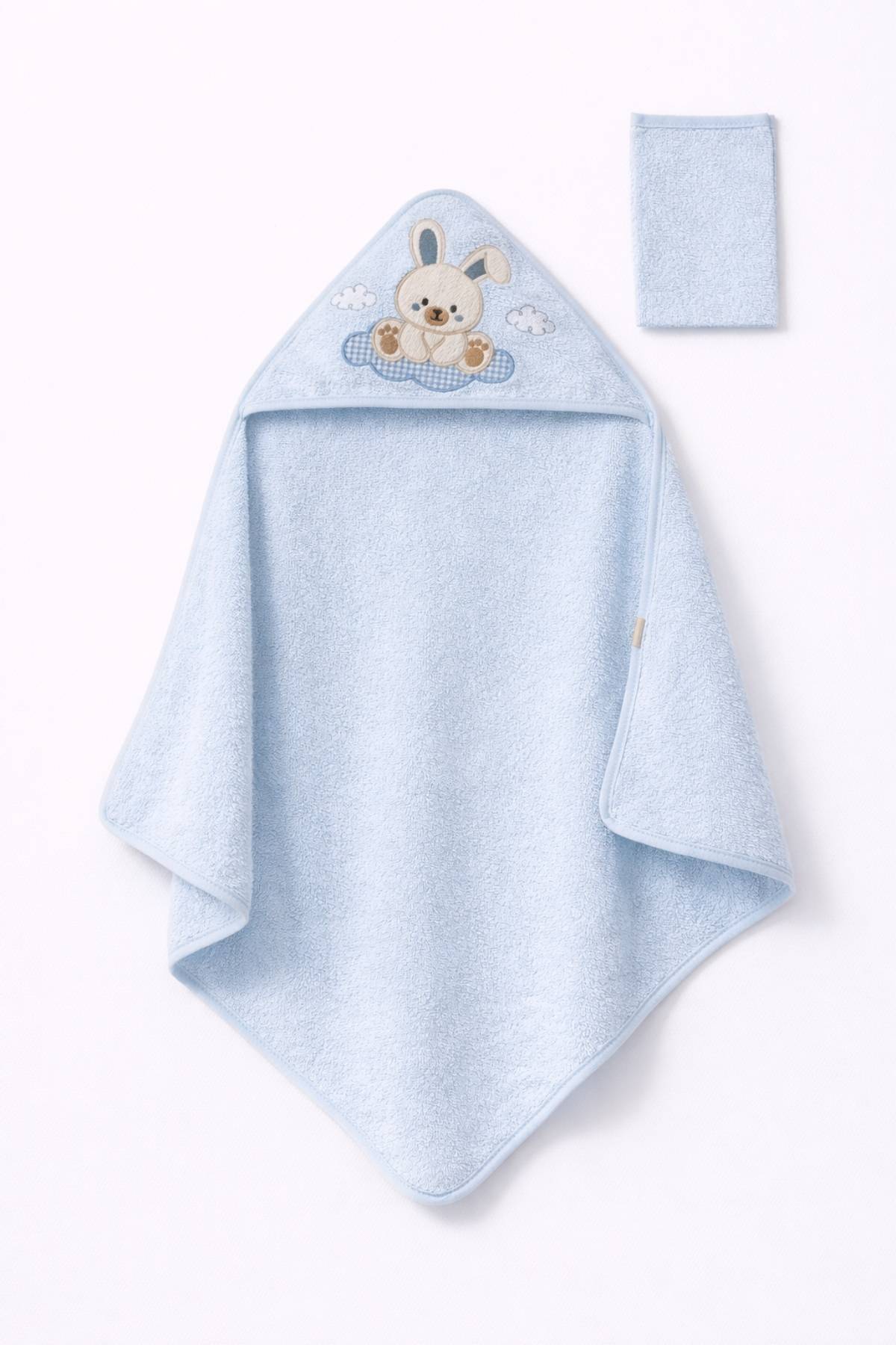 Бебешка хавлия за баня с тривка, син цвят