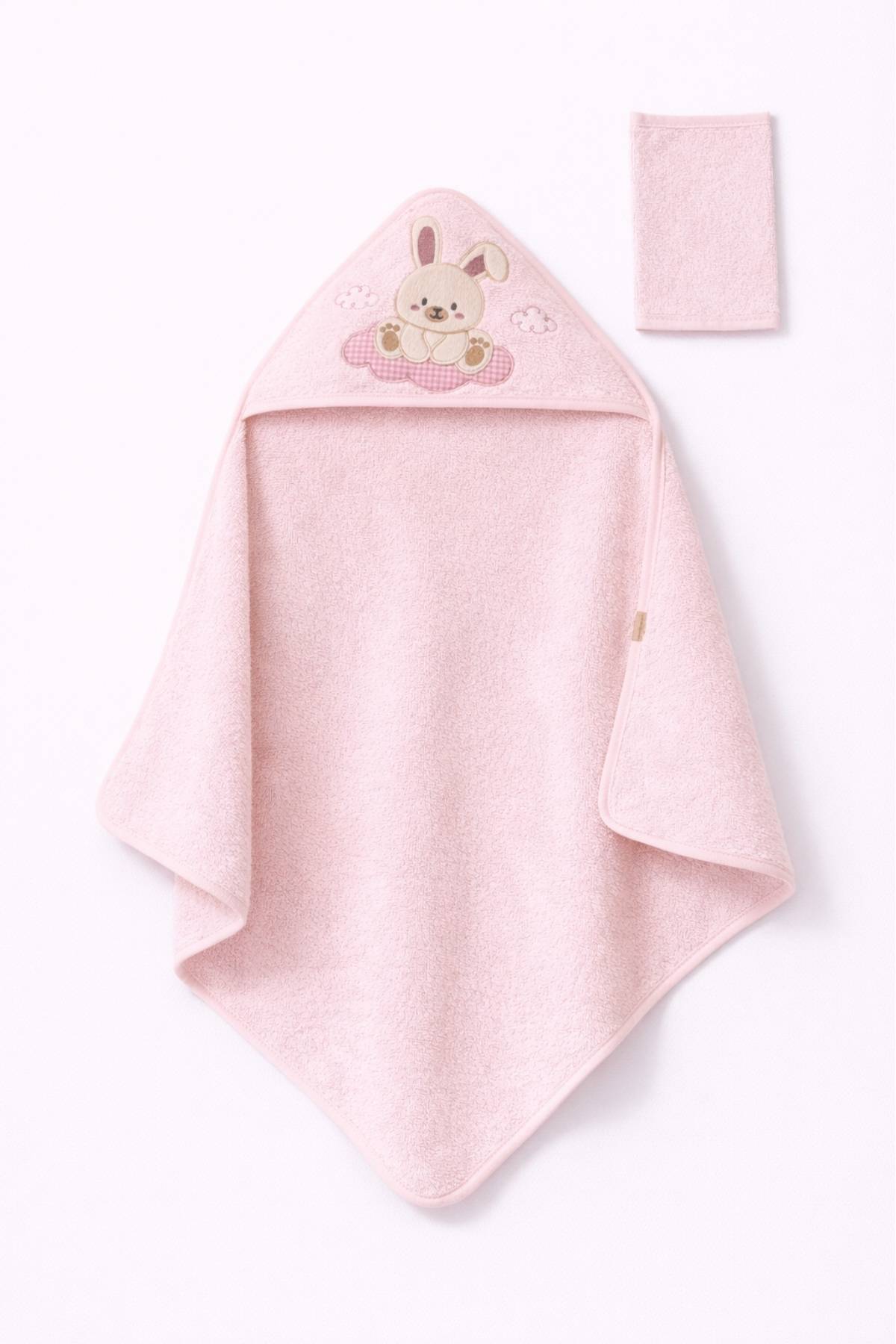 Бебешка хавлия за баня с тривка, розов цвят