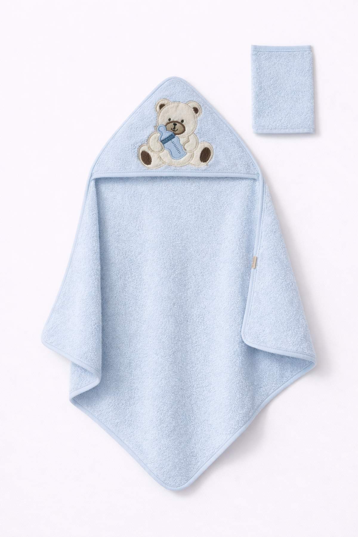Бебешка хавлия за баня с тривка, син цвят 