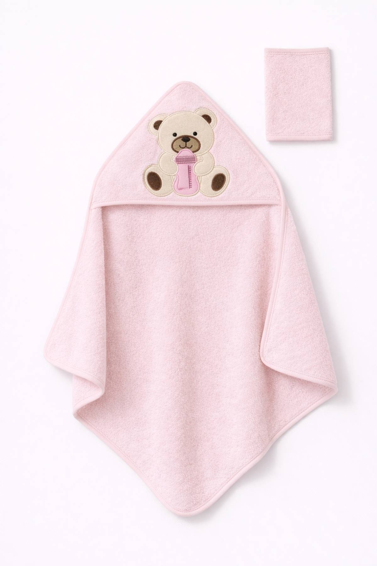 Бебешка хавлия за баня с тривка, розов цвят