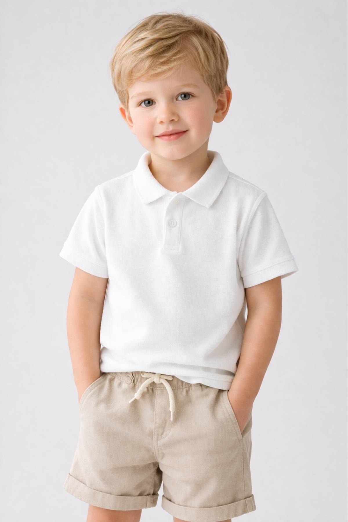 Детска тениска за момче, бял цвят