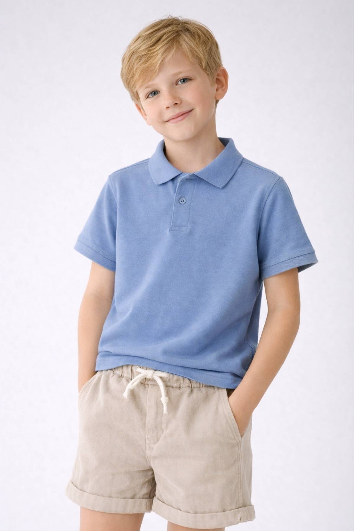 Детска тениска за момче, син цвят