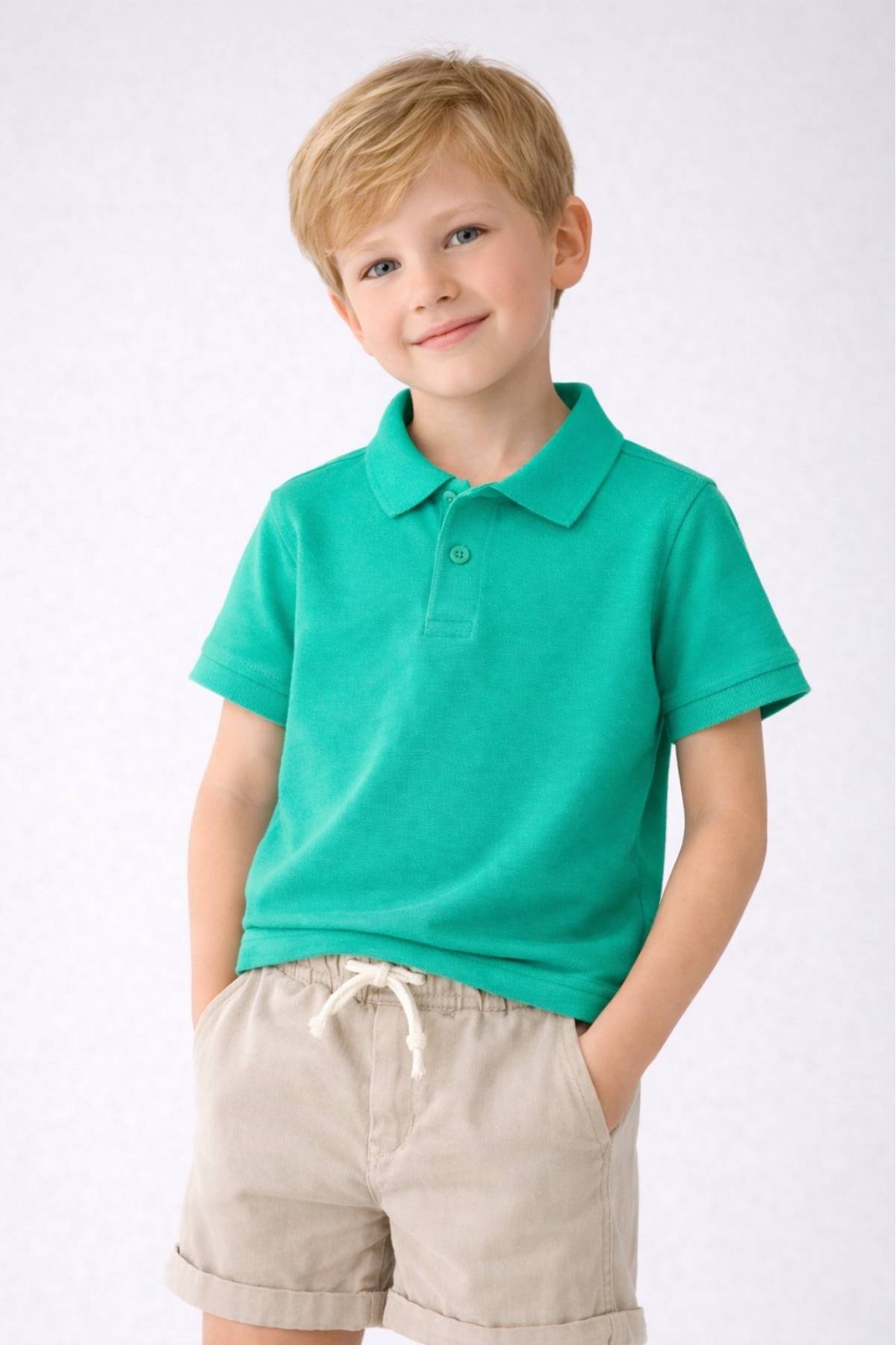 Детска тениска за момче, зелен цвят