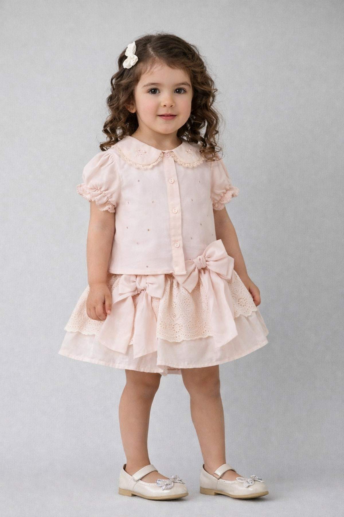 Детски комплект за момиче, светло розов цвят