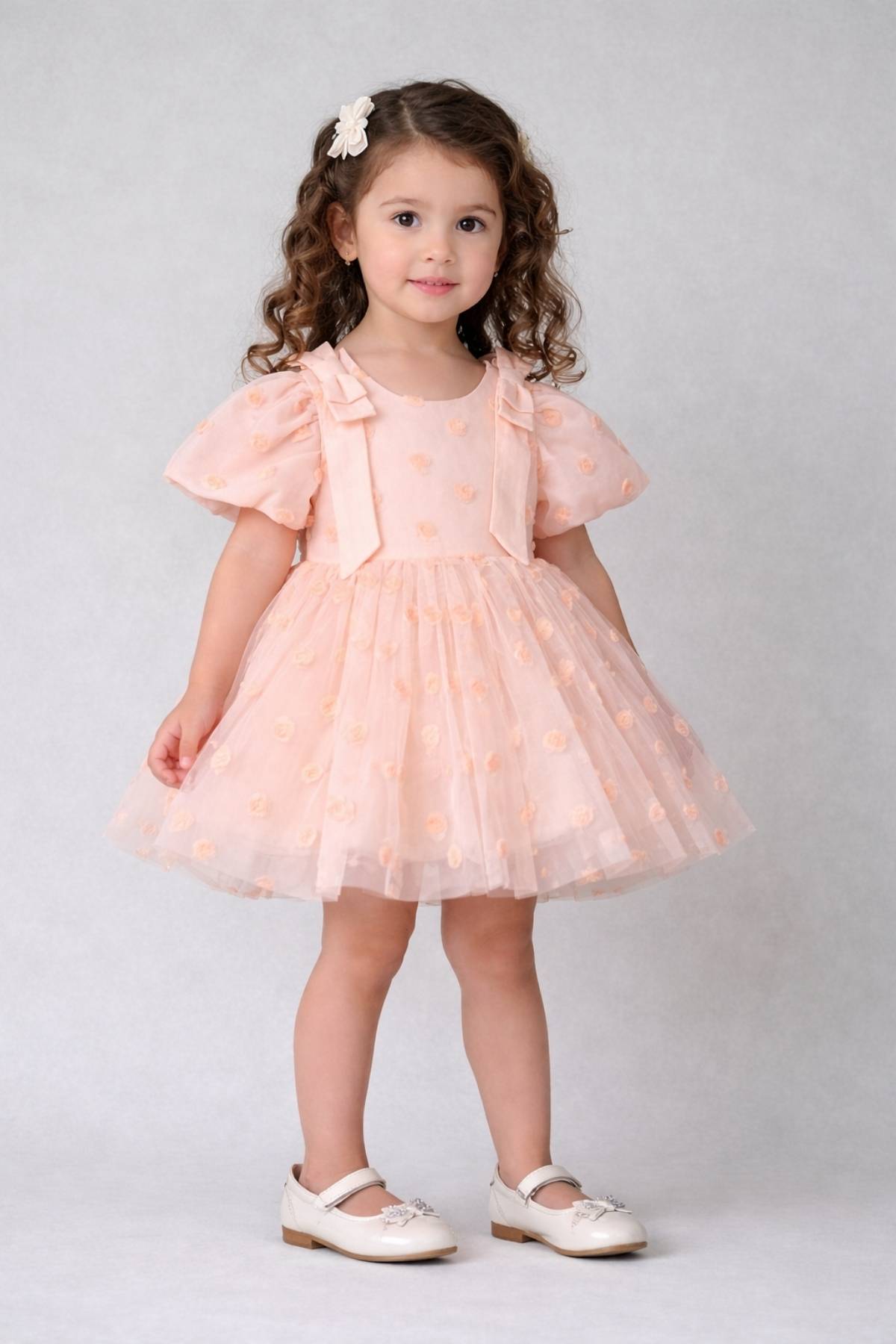 Детска официална рокля, светло розов цвят 