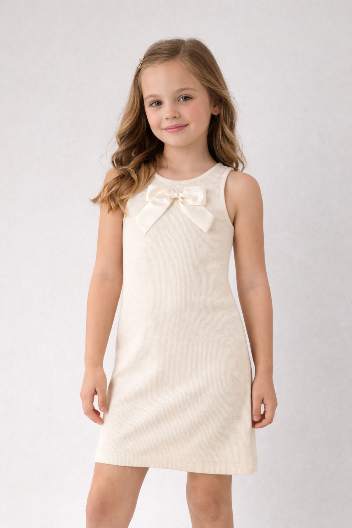 Детска рокля, цвят екрю
