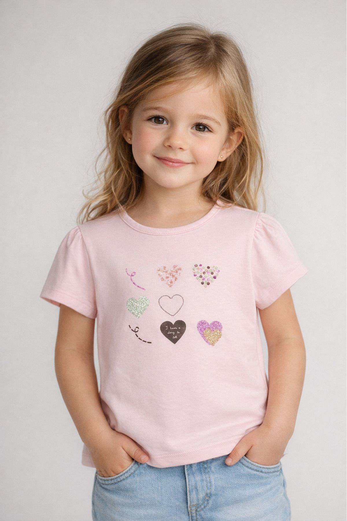 Детска тениска за момиче, розов цвят