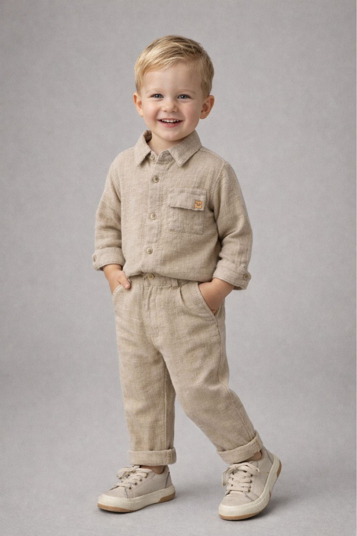 Детски панталон за момче, бежов цвят