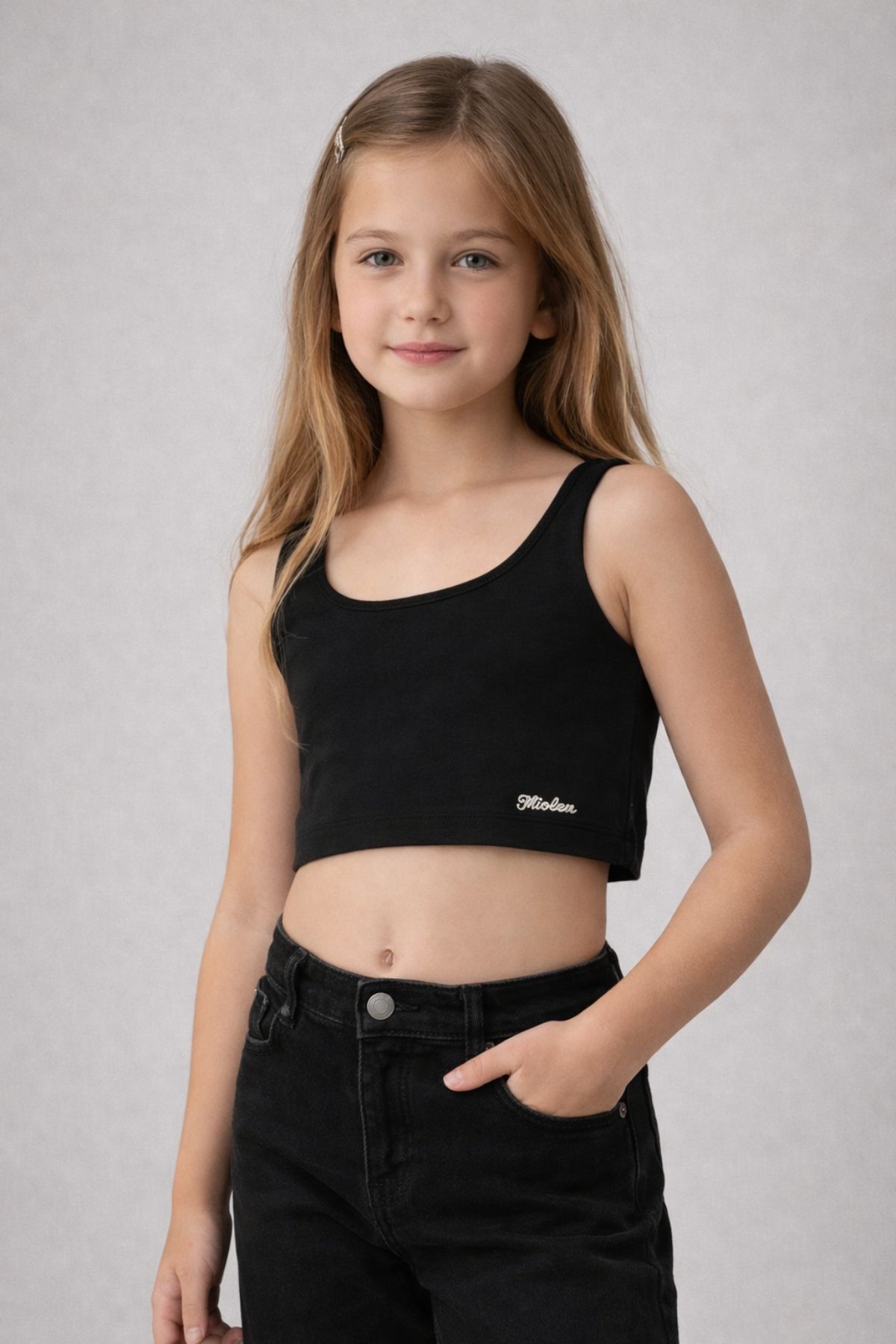 Детски потник за момиче, черен цвят