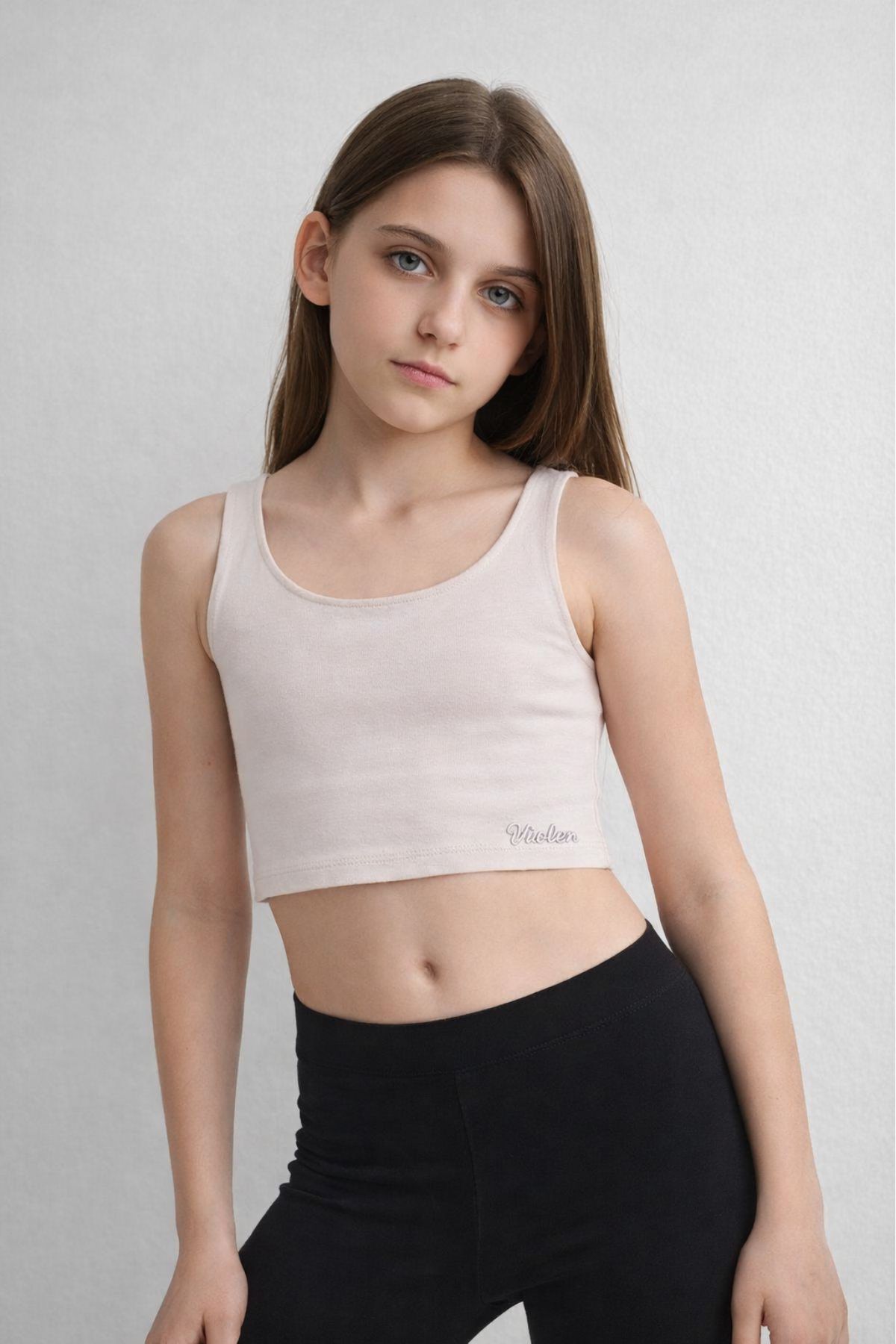 Детски потник за момиче, бежов цвят  