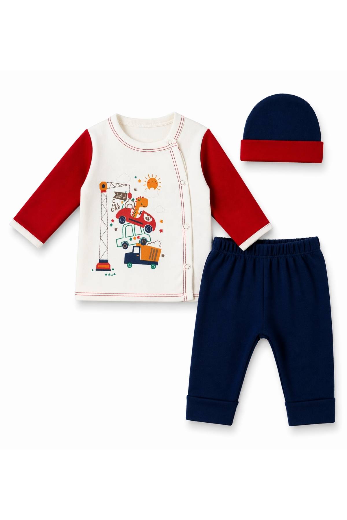 Бебешки комплект за изписване от 3 части, син цвят