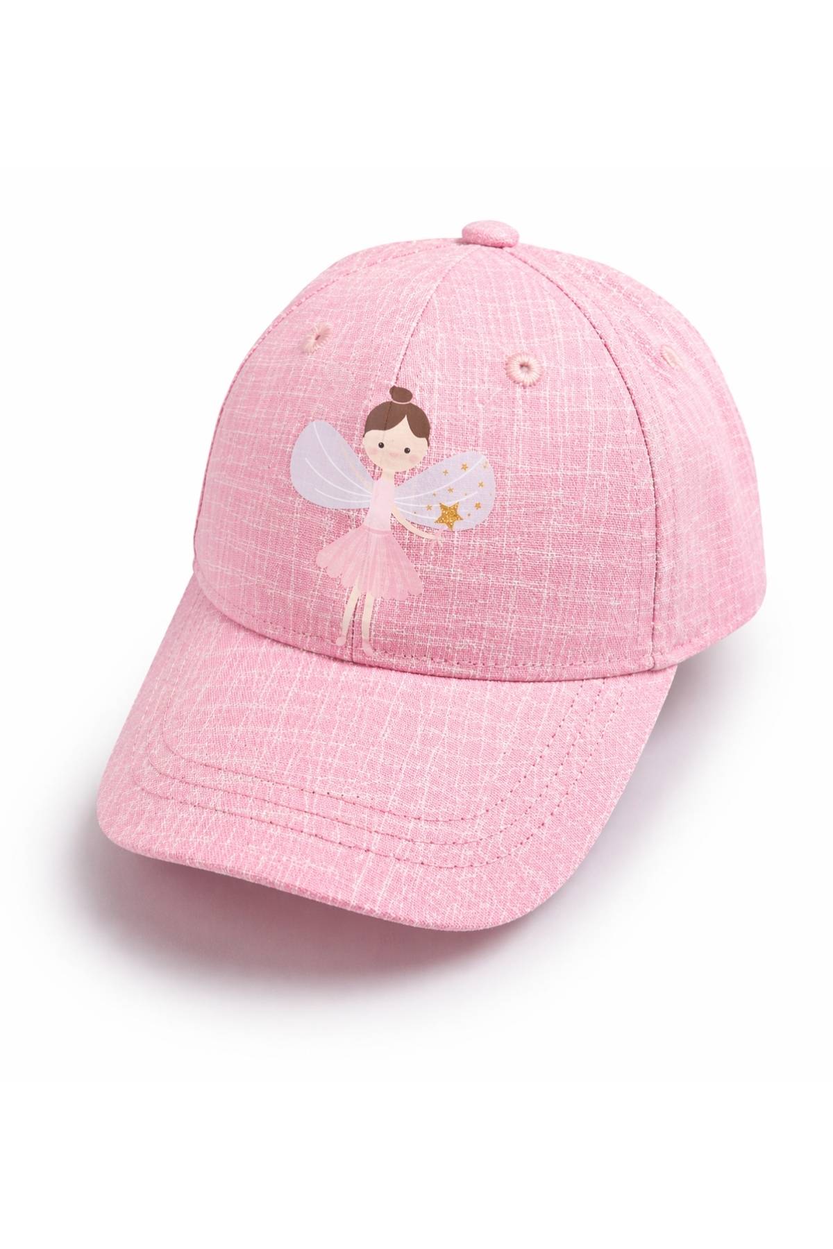 Детска шапка за момиче, тъмно розов цвят 