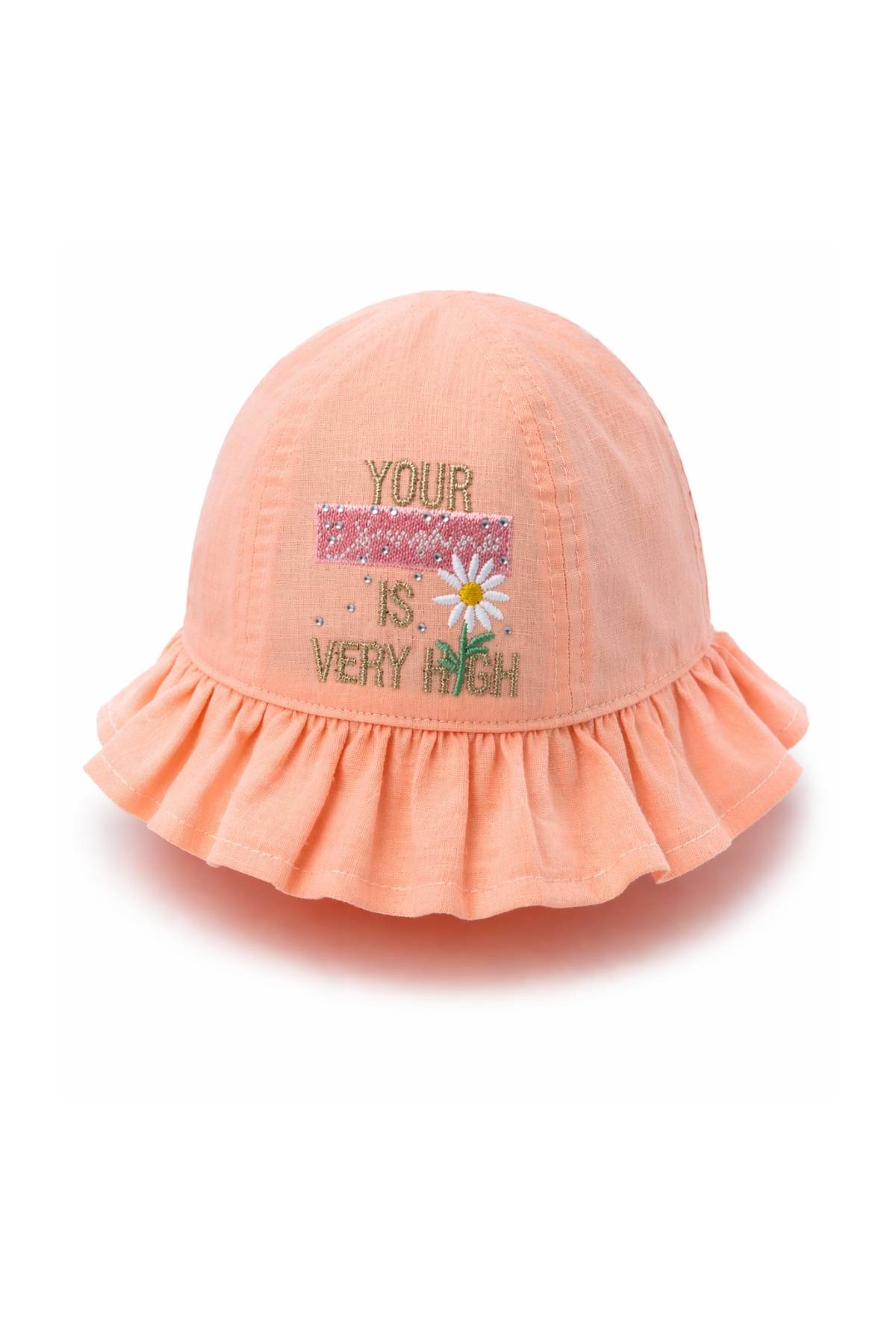 Детска шапка момиче, оранжев цвят