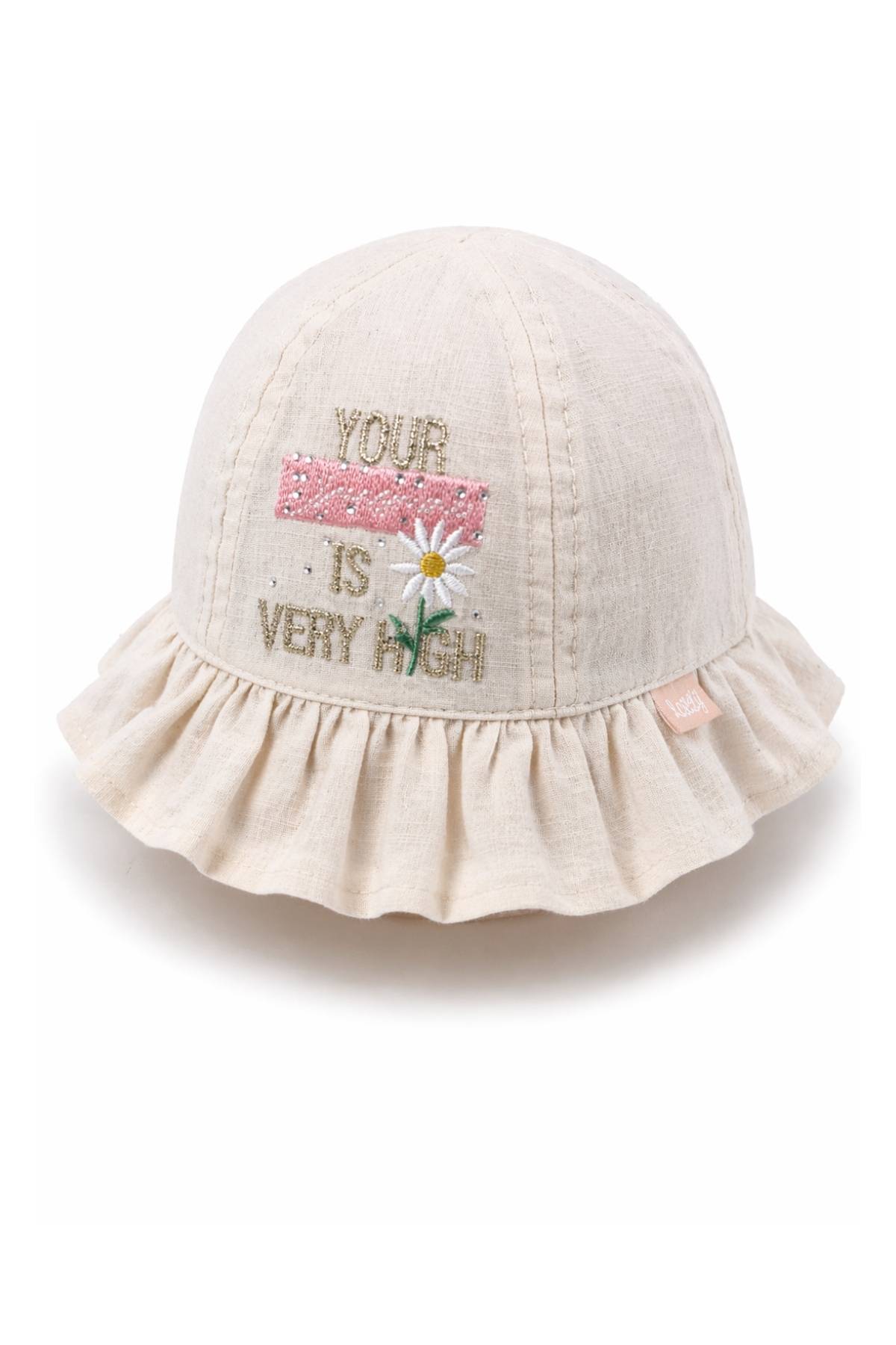 Детска шапка момиче, бежов цвят