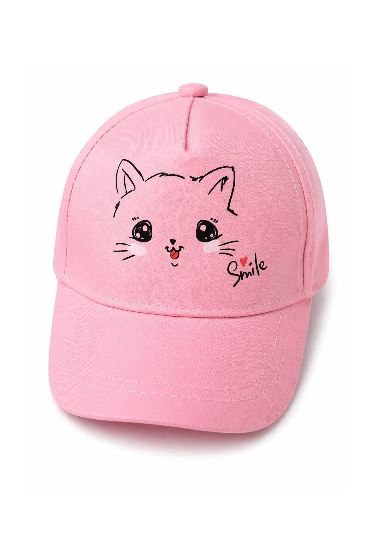 Бебешка шапка момиче, тъмно розов цвят