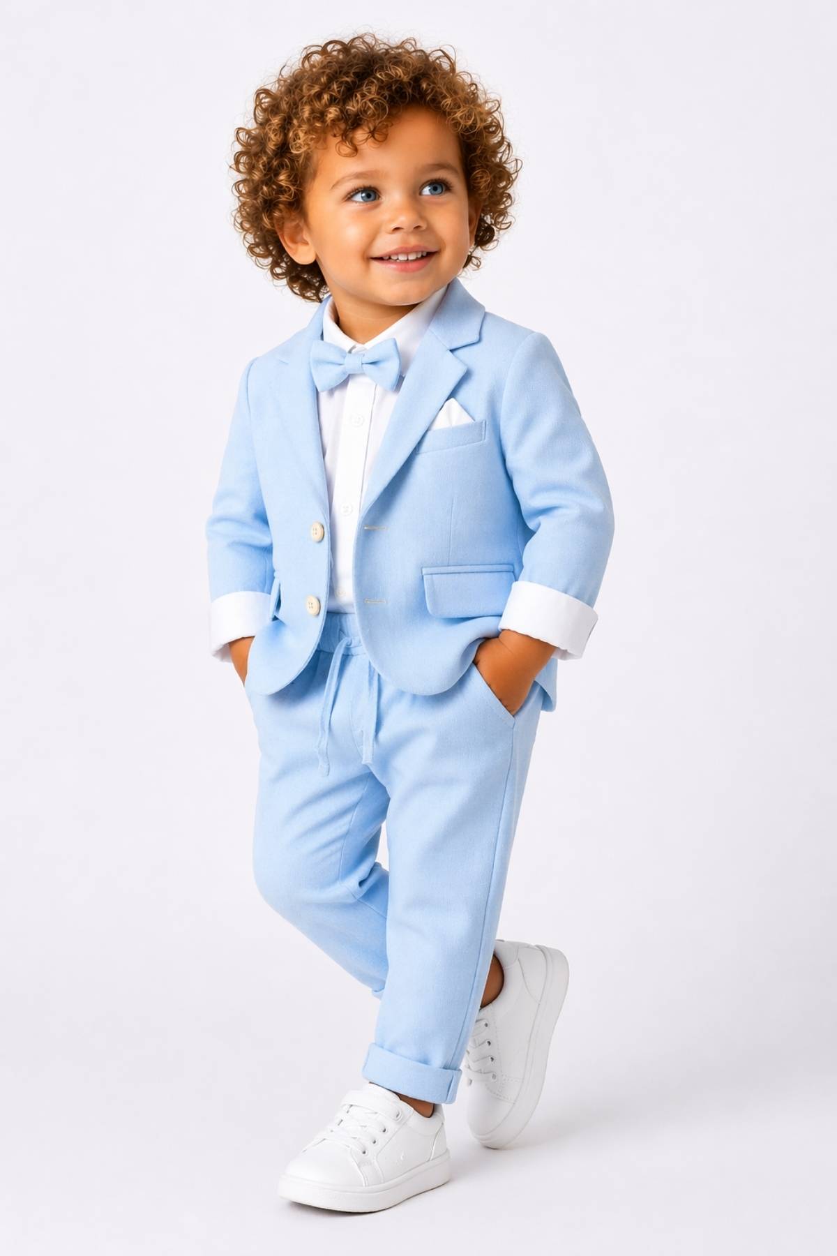 Официален бебешки комплект за момче с дълъг ръкав, светло син цвят