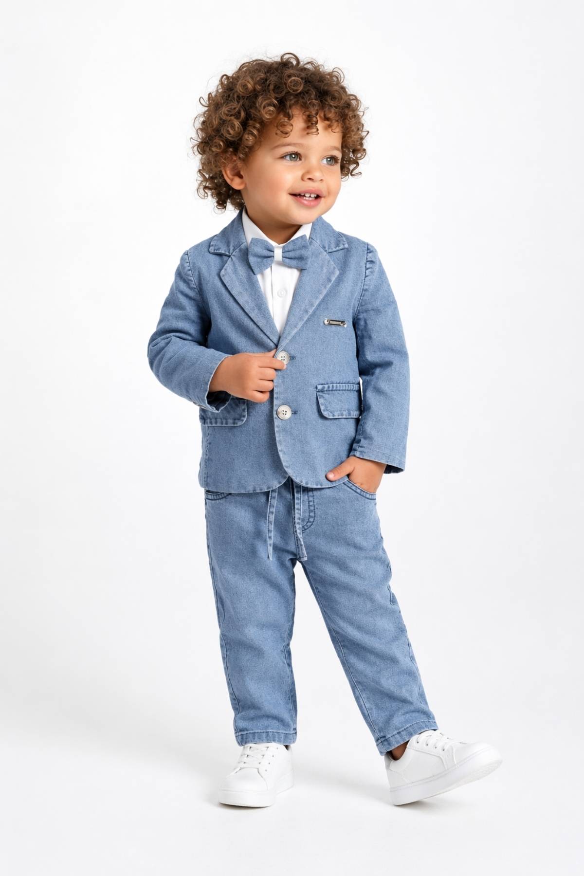 Официален бебешки комплект за момче с дълъг ръкав, син цвят 