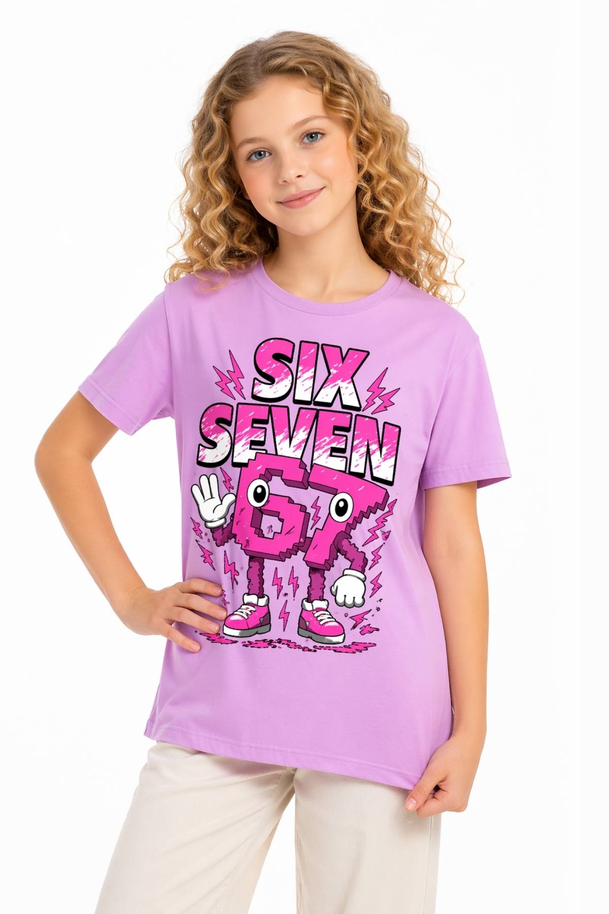 Детска тениска за момиче, лилав цвят