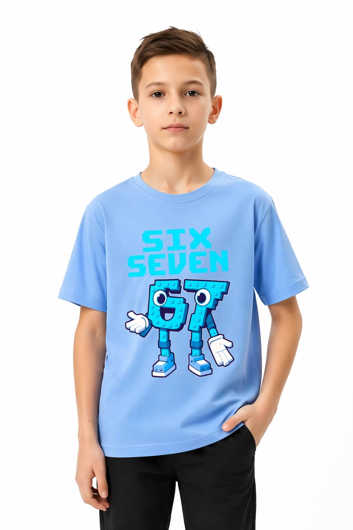 Детска тениска за момче, светло син цвят