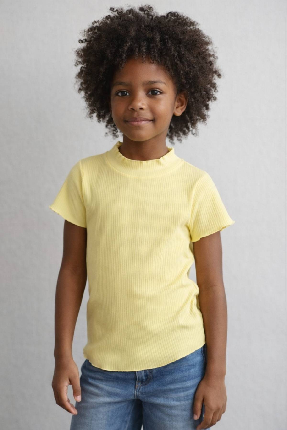 Детска тениска за момиче, жълт цвят