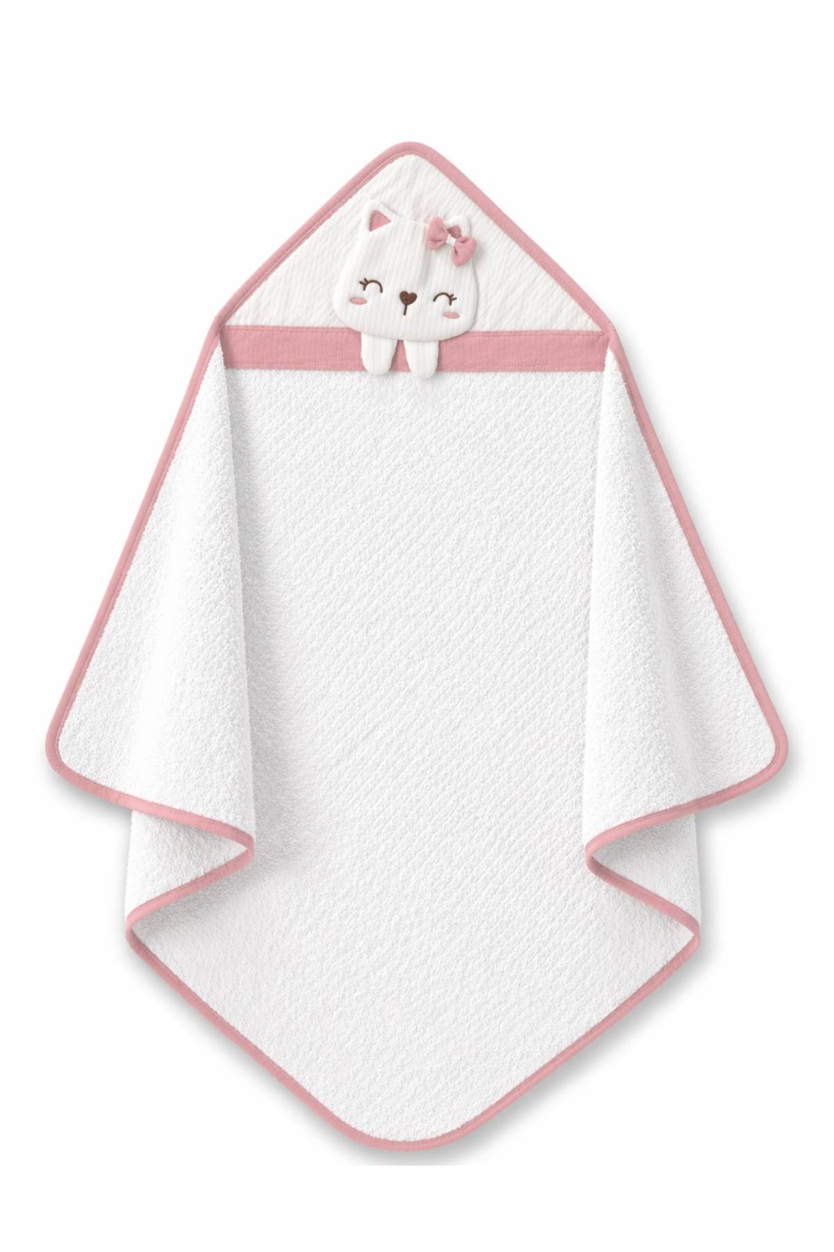 Бебешка хавлия за баня, тъмно розов цвят