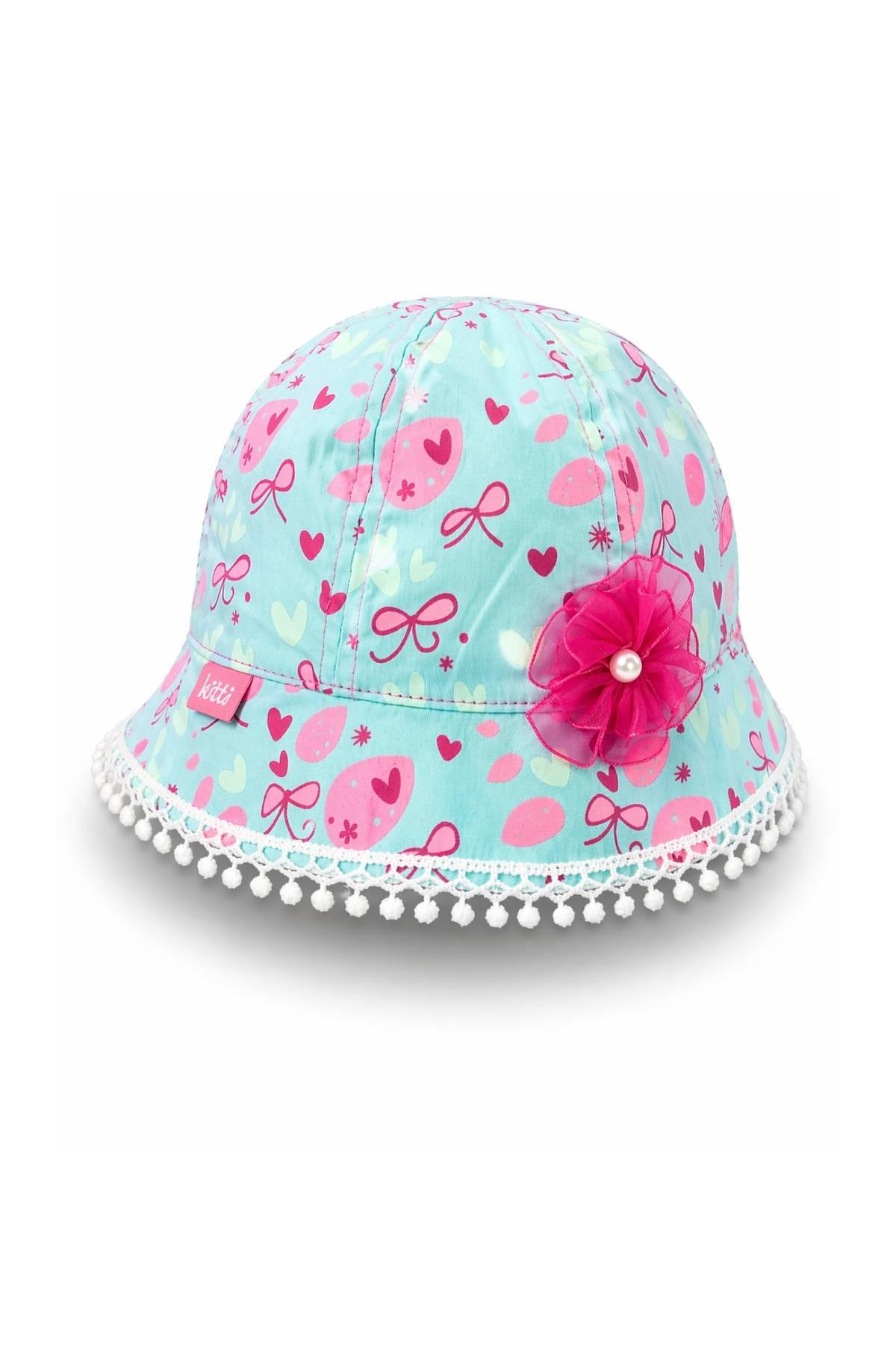 Детска шапка за момиче, цвят мента