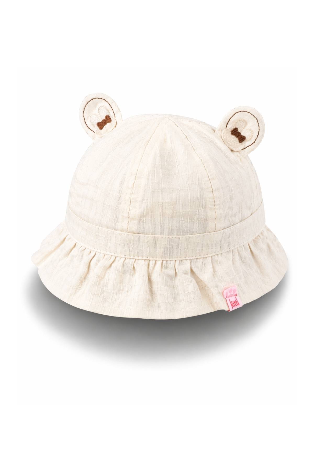 Бебешка шапка за момиче, цвят екрю