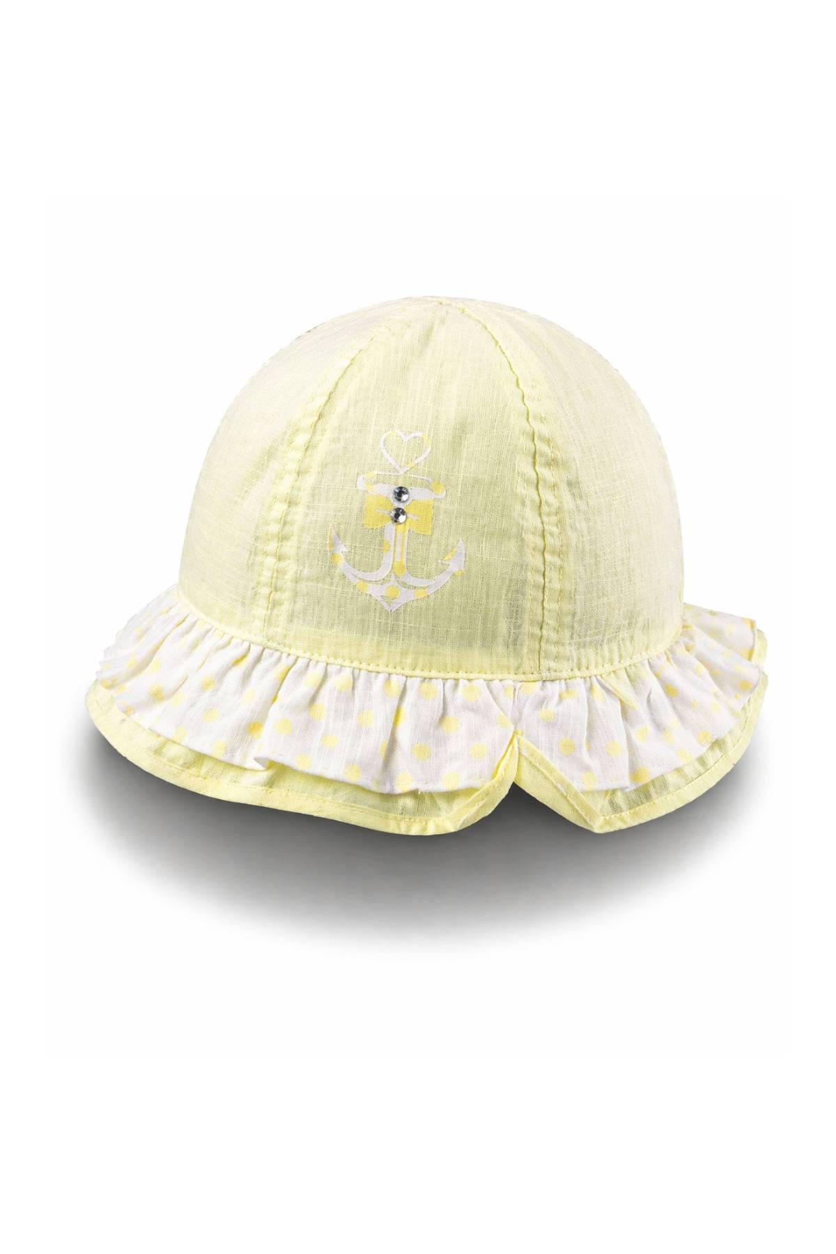 Детска шапка за момиче, жълт цвят