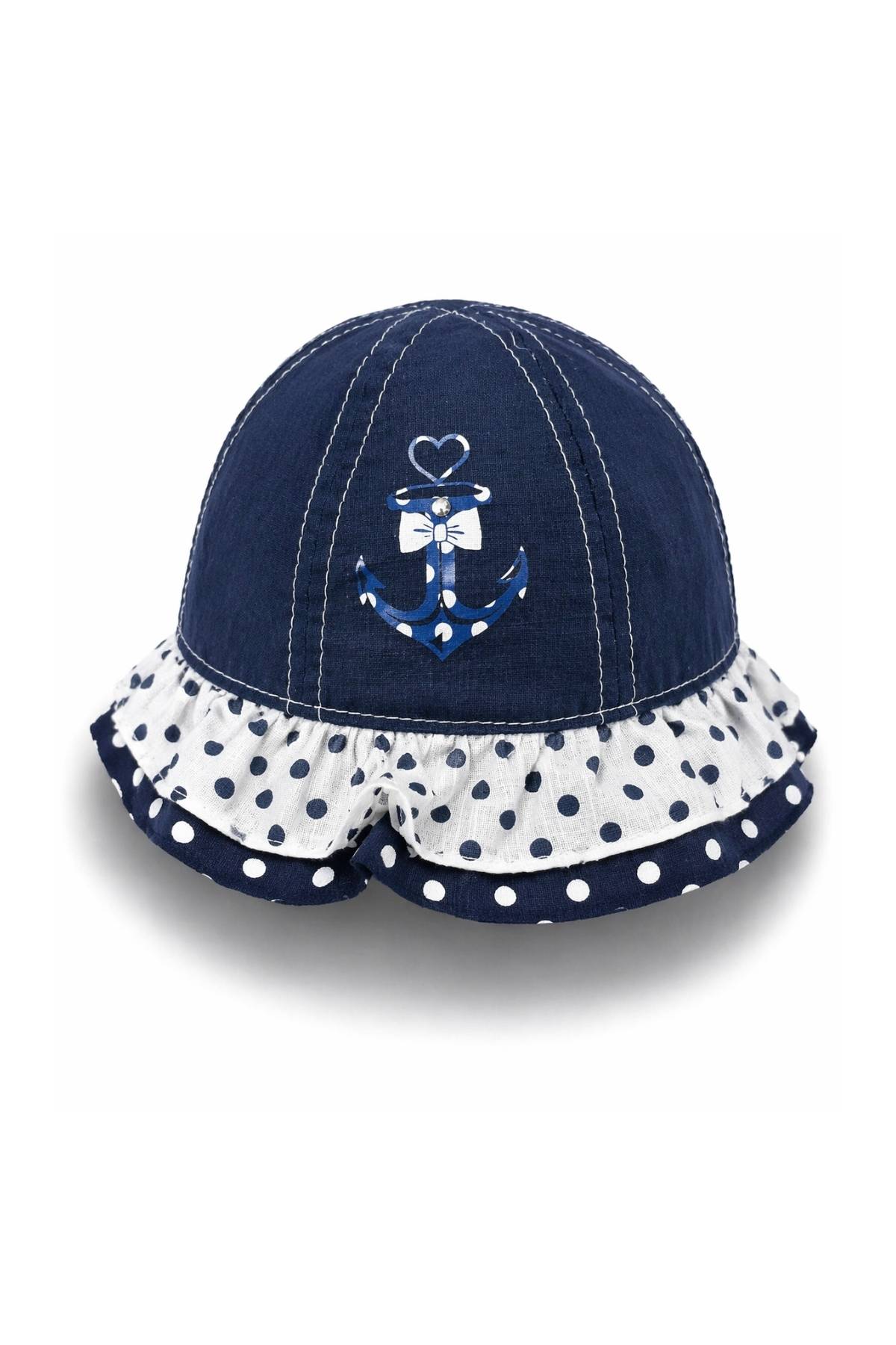 Детска шапка за момиче, тъмно син цвят